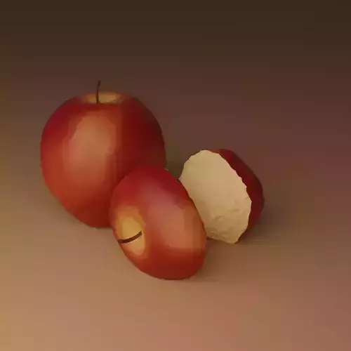 Red Apple Model Set Low-poly 3D model