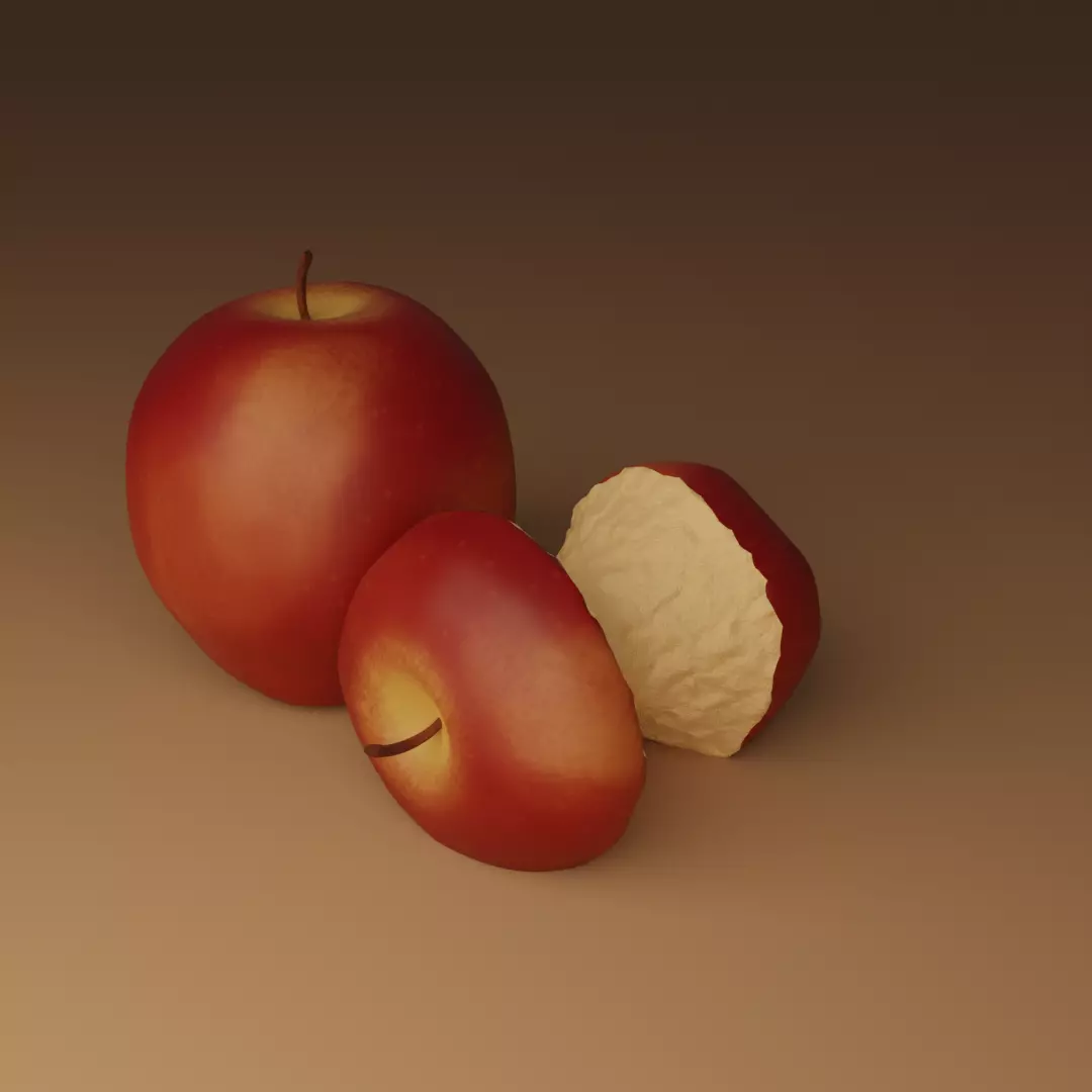 Red Apple Model Set Low-poly 3D model_0