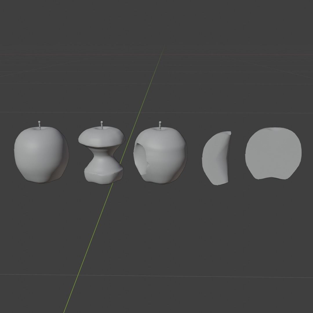 Red Apple Model Set Low-poly 3D model_8