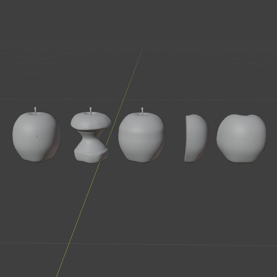 Red Apple Model Set Low-poly 3D model_9