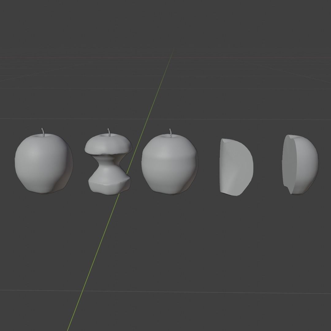 Red Apple Model Set Low-poly 3D model_6