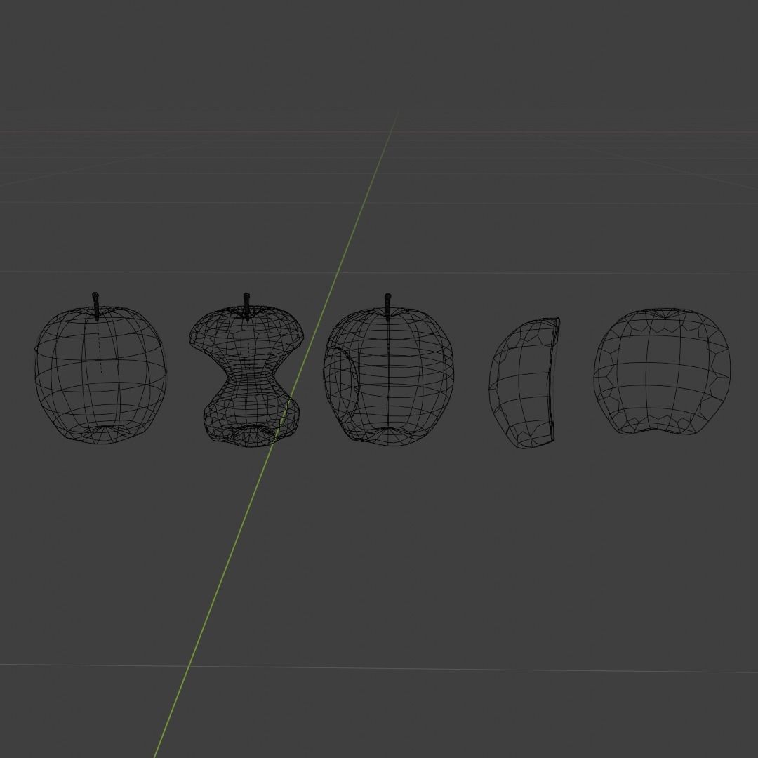 Red Apple Model Set Low-poly 3D model_12