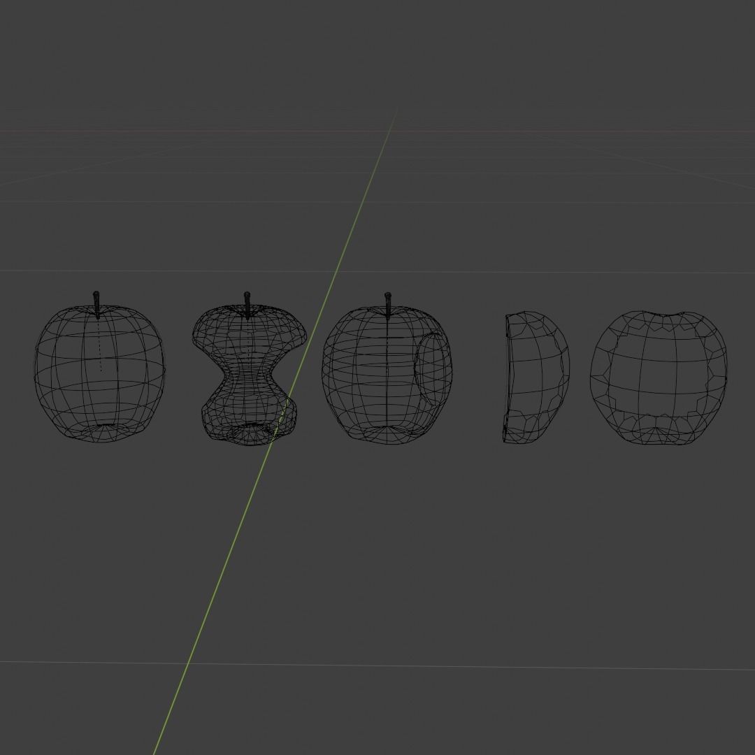 Red Apple Model Set Low-poly 3D model_13