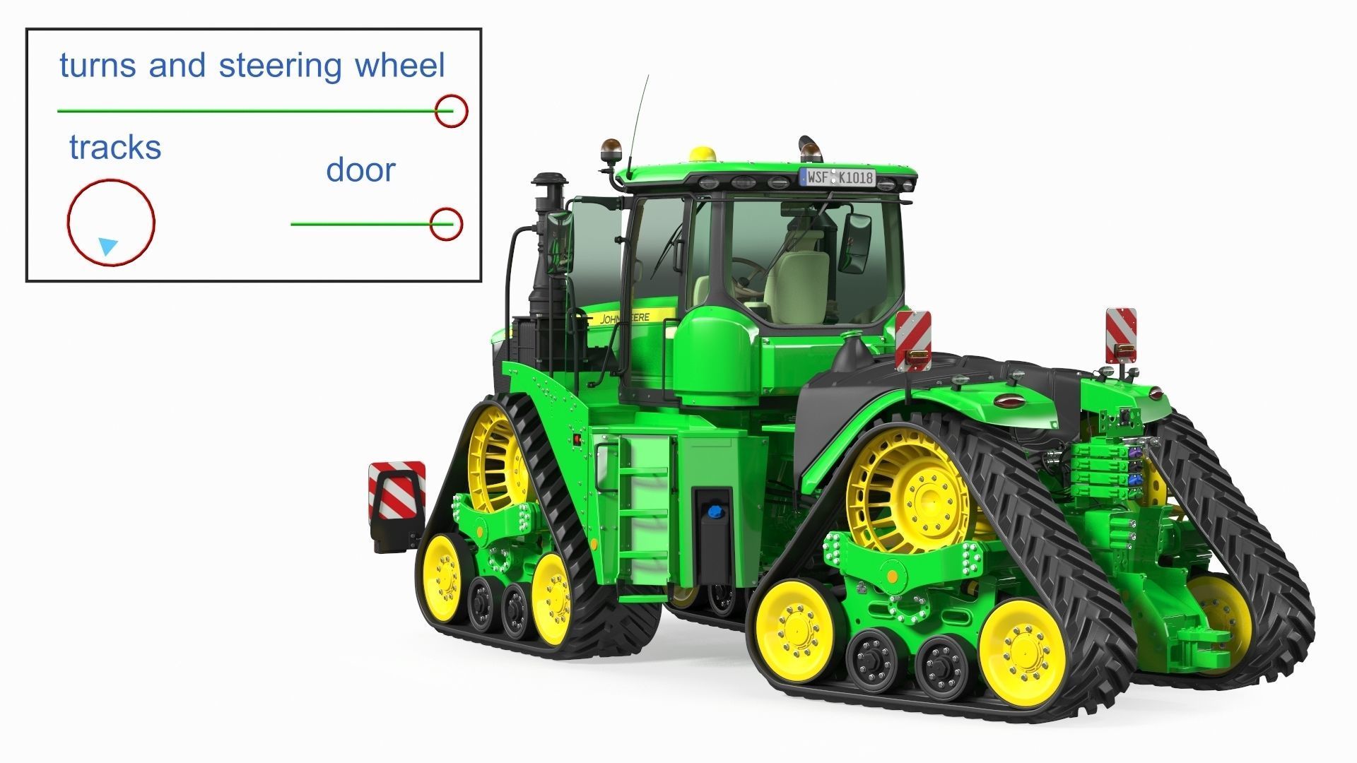 John Deere Four Track 9RX Series Tractor Clean 3D model_2