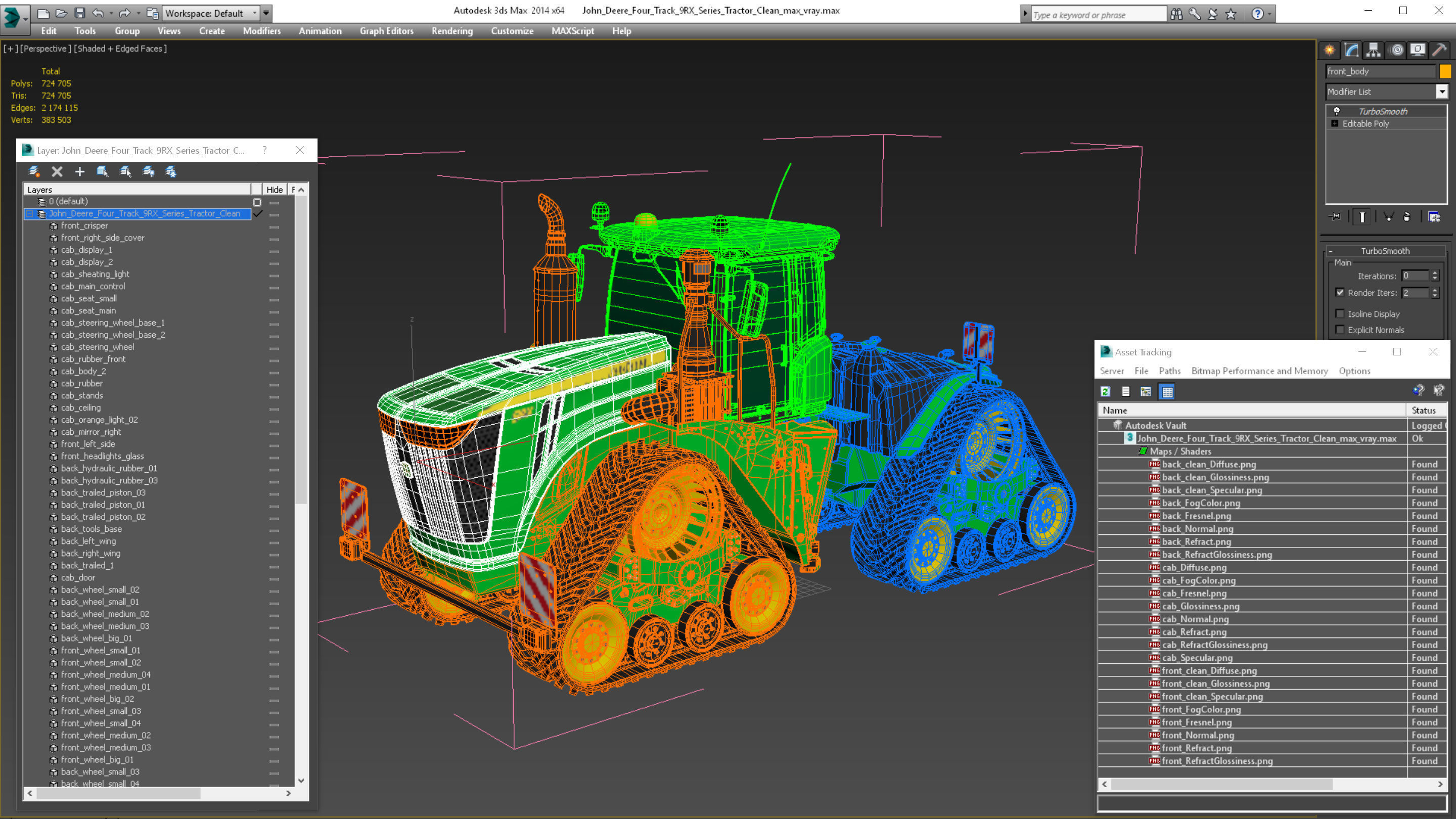 John Deere Four Track 9RX Series Tractor Clean 3D model_34