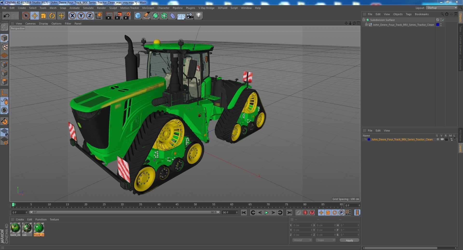 John Deere Four Track 9RX Series Tractor Clean 3D model_46