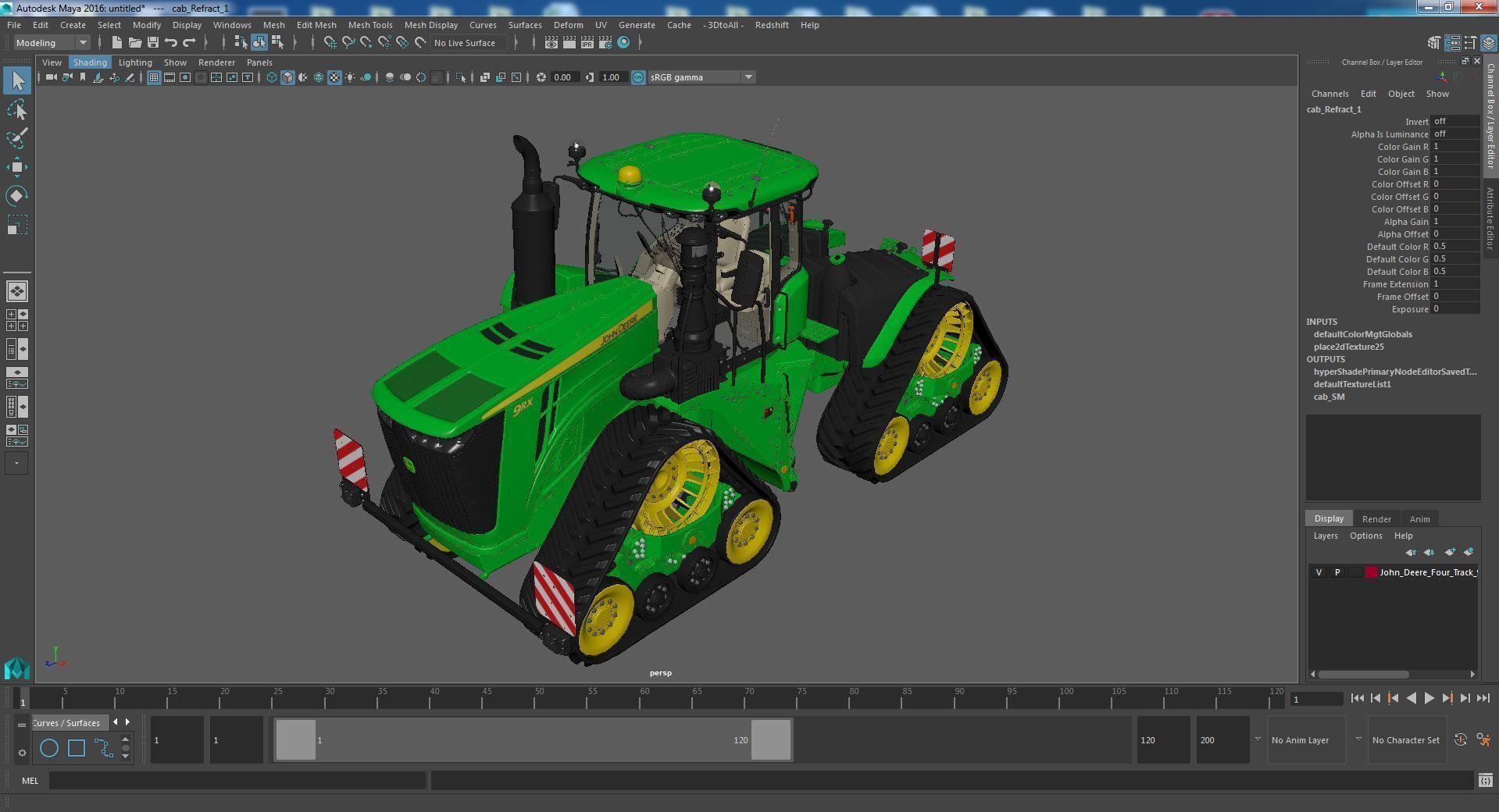 John Deere Four Track 9RX Series Tractor Clean 3D model_47
