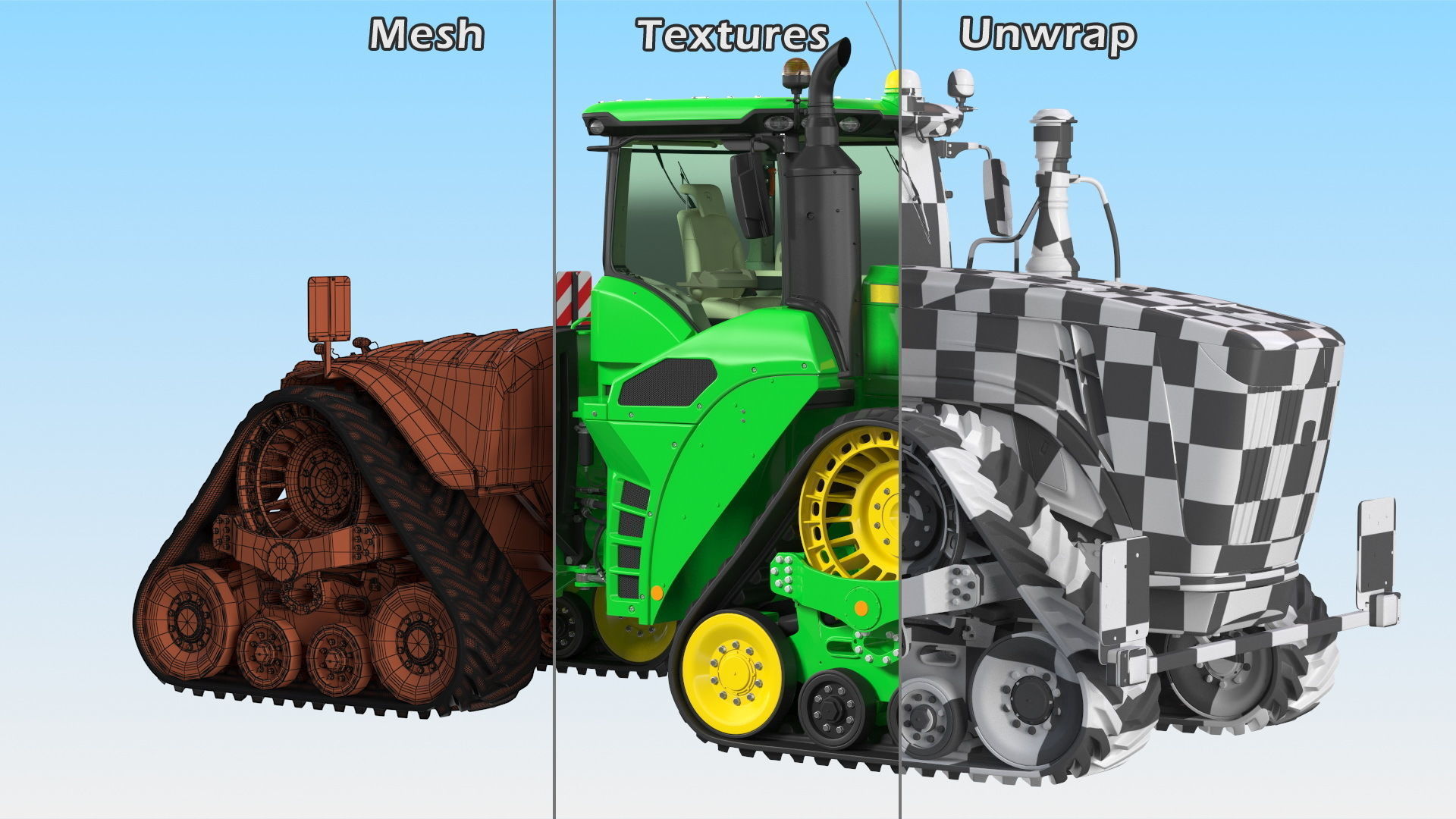 John Deere Four Track 9RX Series Tractor Clean 3D model_29