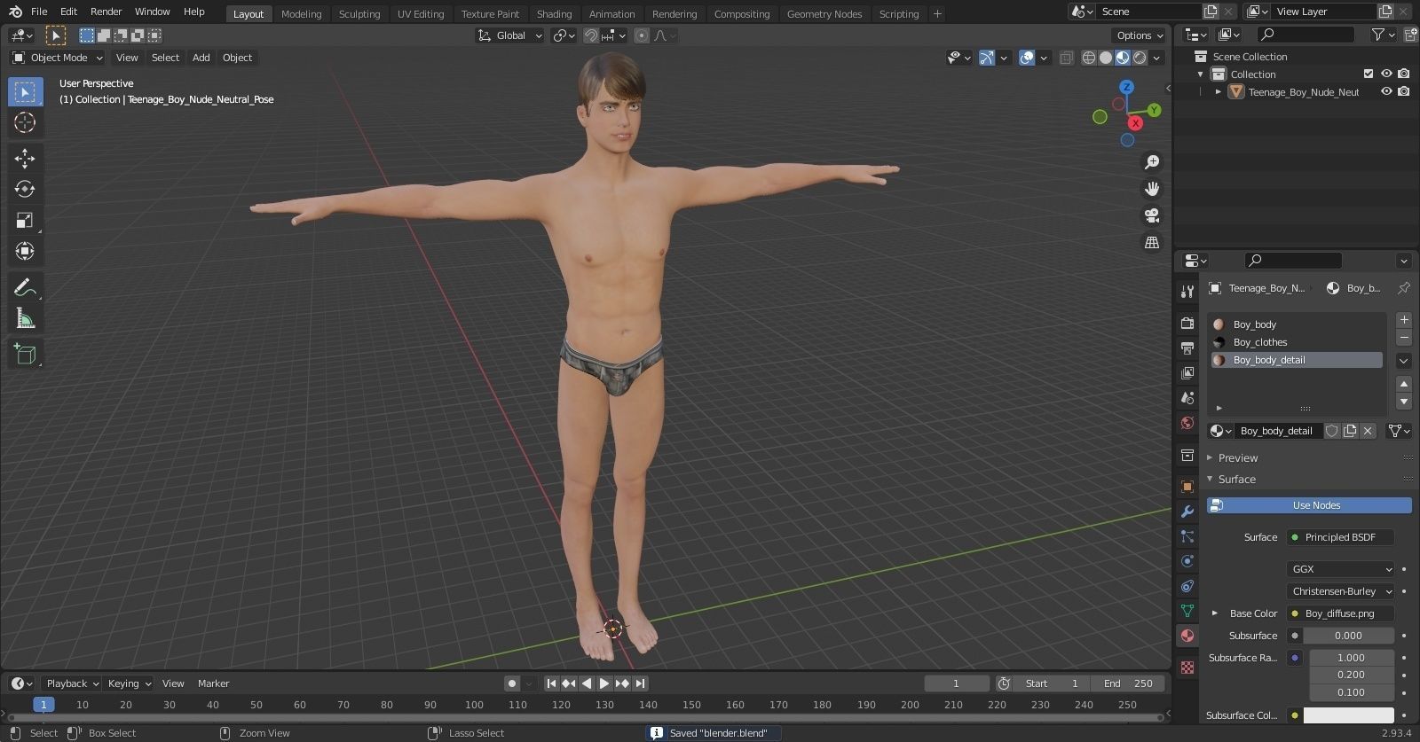 Young Man Underwear Neutral Pose 3D model_25