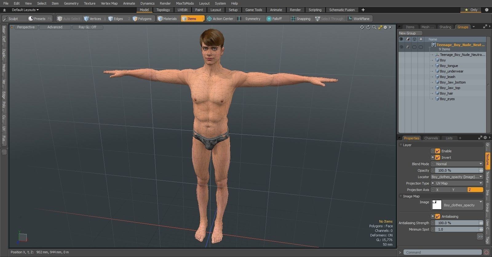 Young Man Underwear Neutral Pose 3D model_26