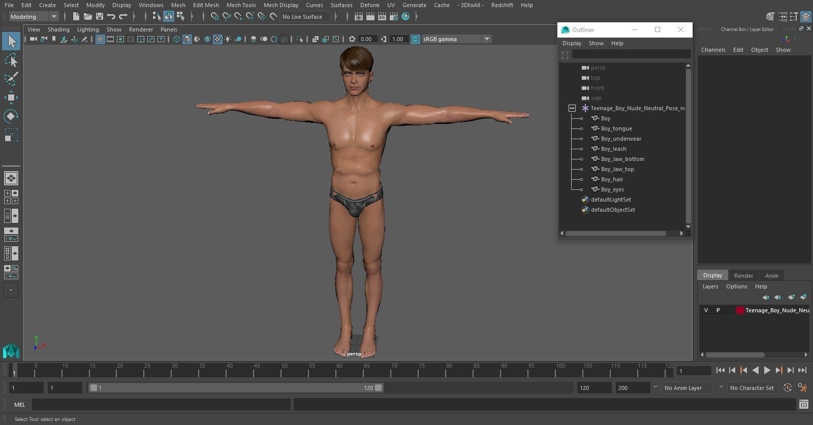 Young Man Underwear Neutral Pose 3D model_28