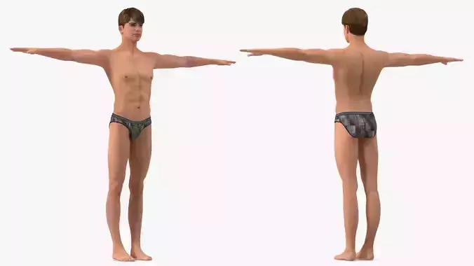 Young Man Underwear Neutral Pose