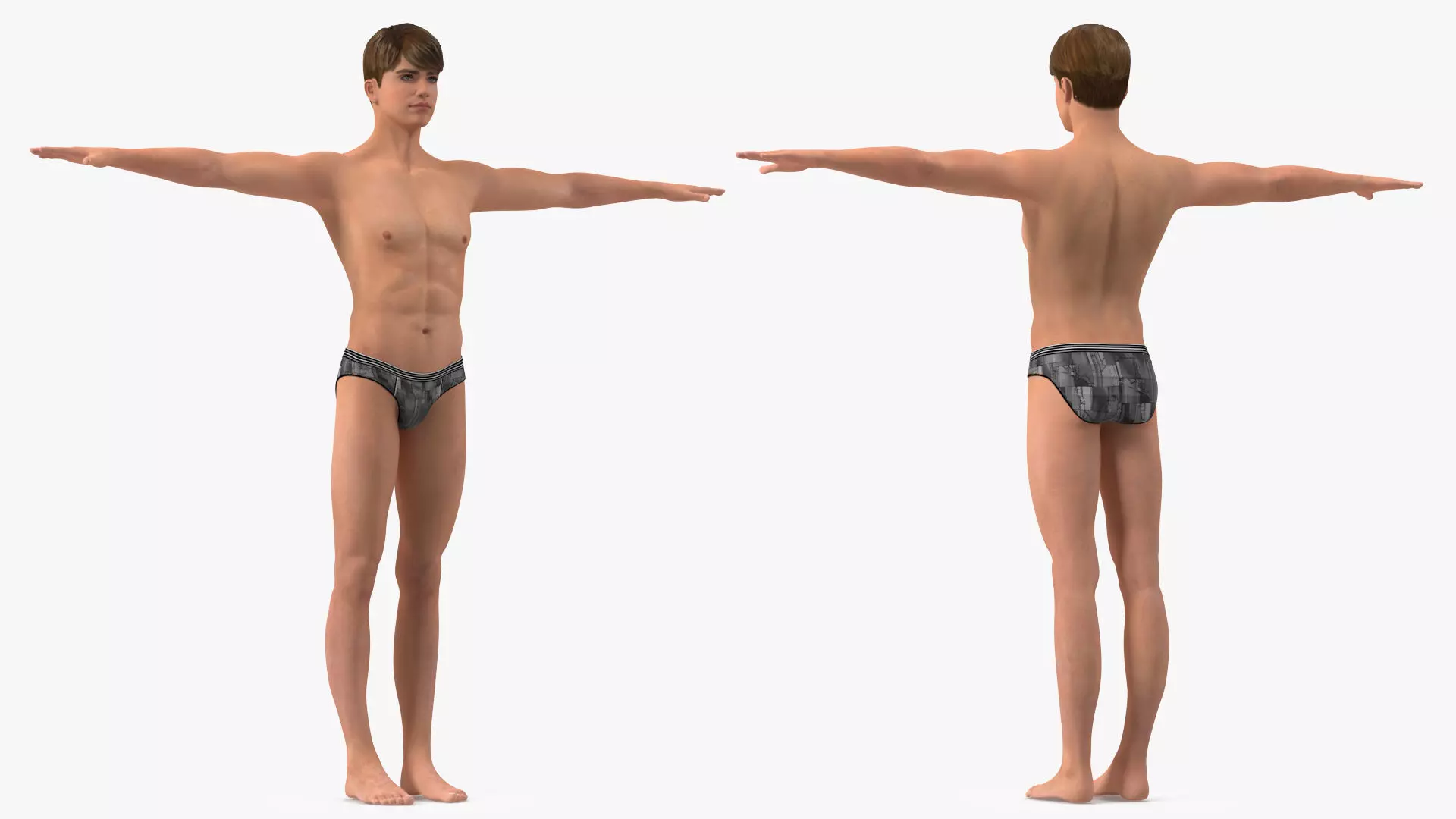 Young Man Underwear Neutral Pose 3D model_0