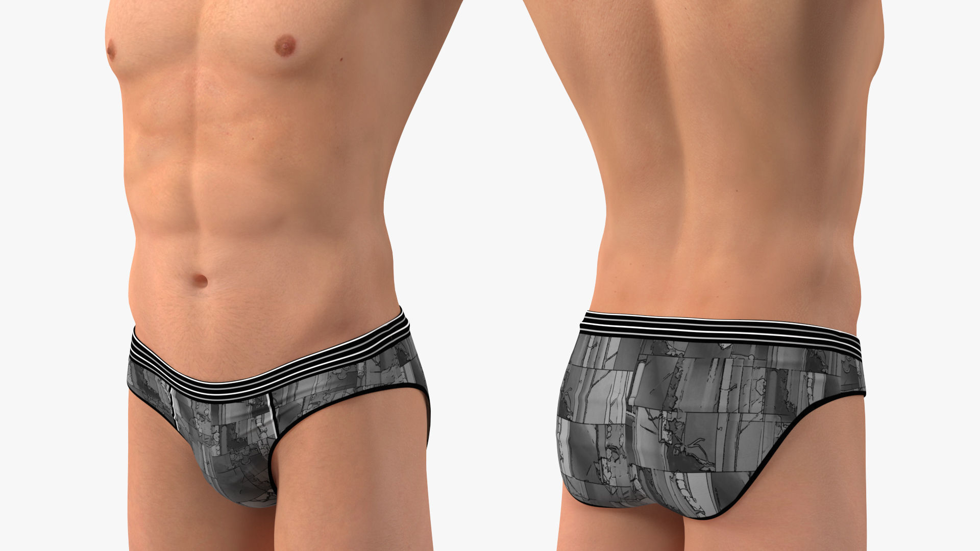 Young Man Underwear Neutral Pose 3D model_7