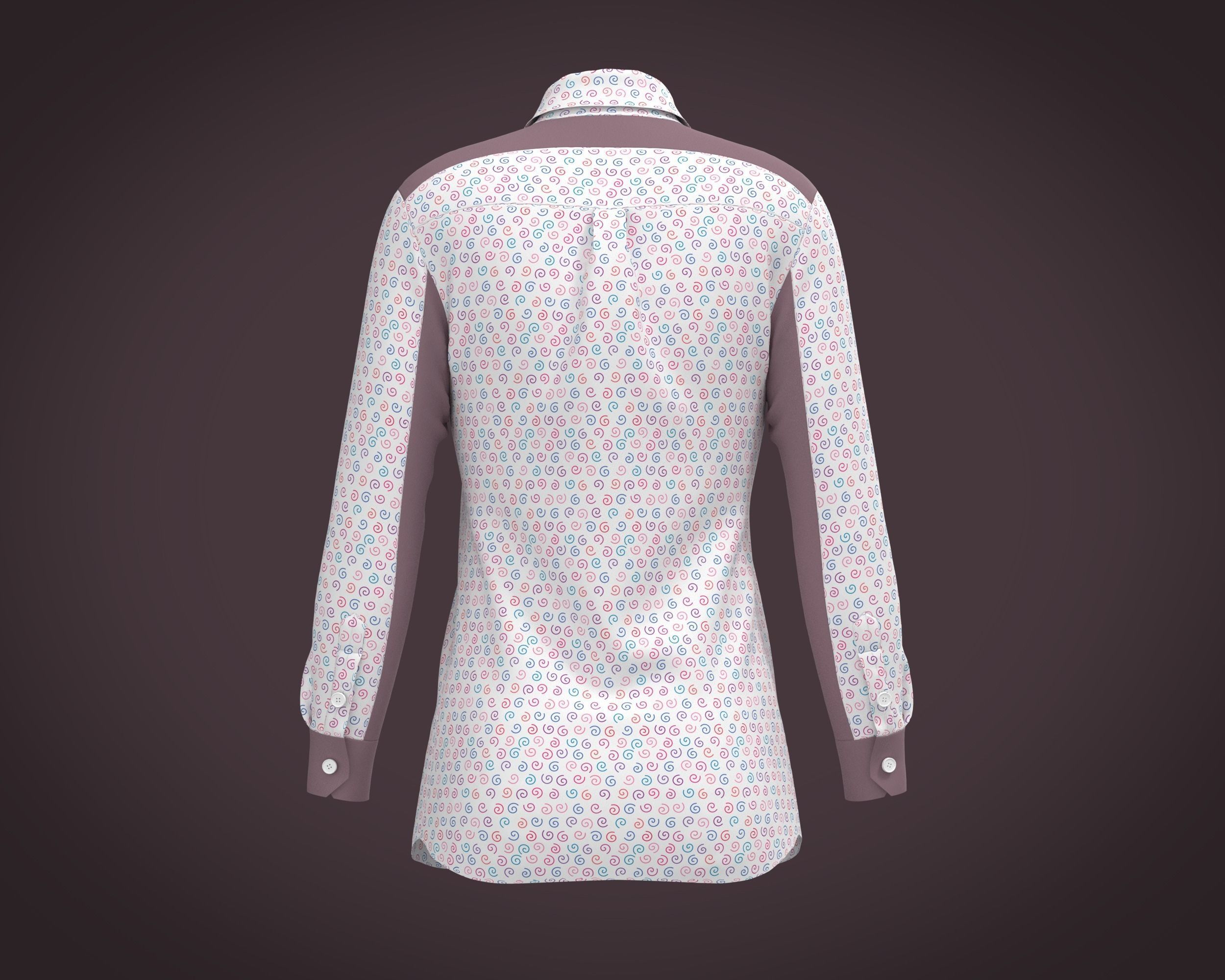 Female Print Shirt 3D model_2