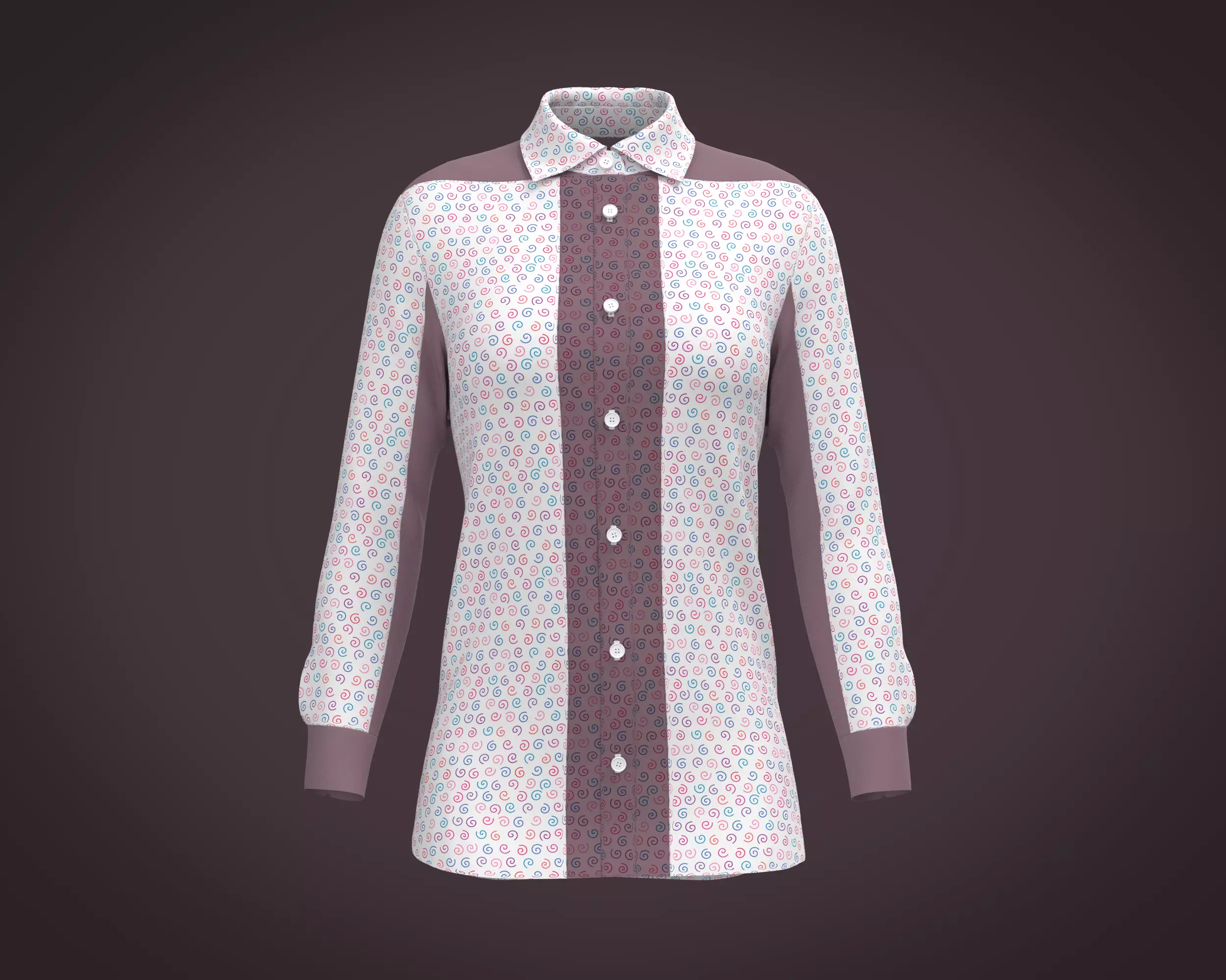 Female Print Shirt 3D model_0