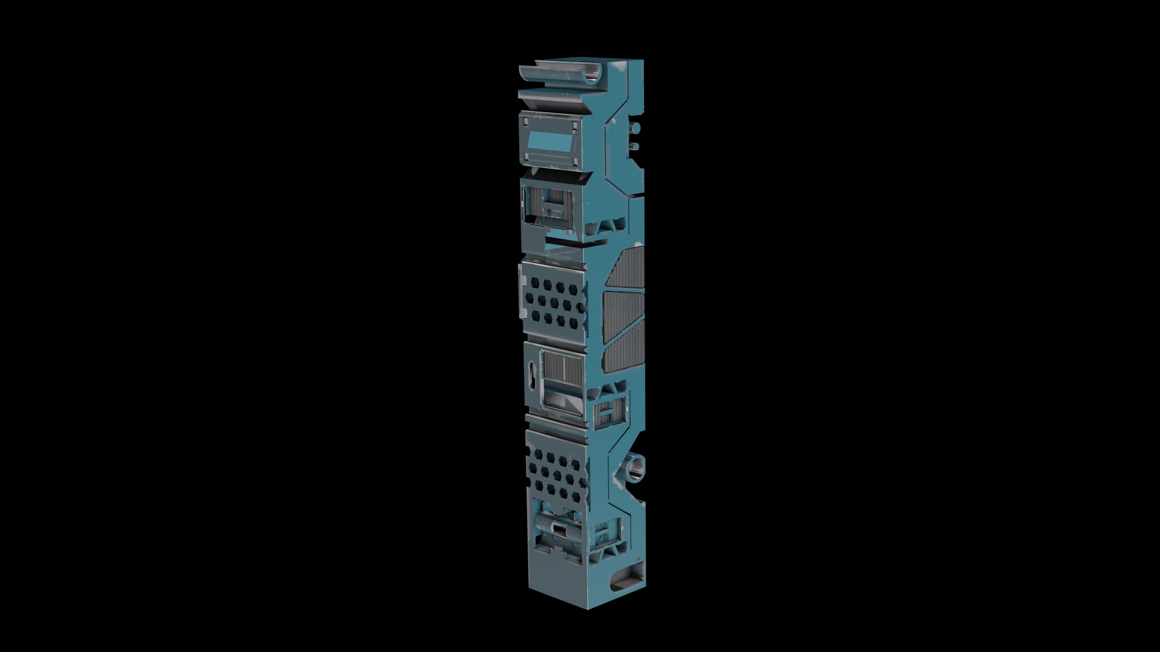Sci-Fi Hard Surface Pillar with textures Low-poly 3D model_11