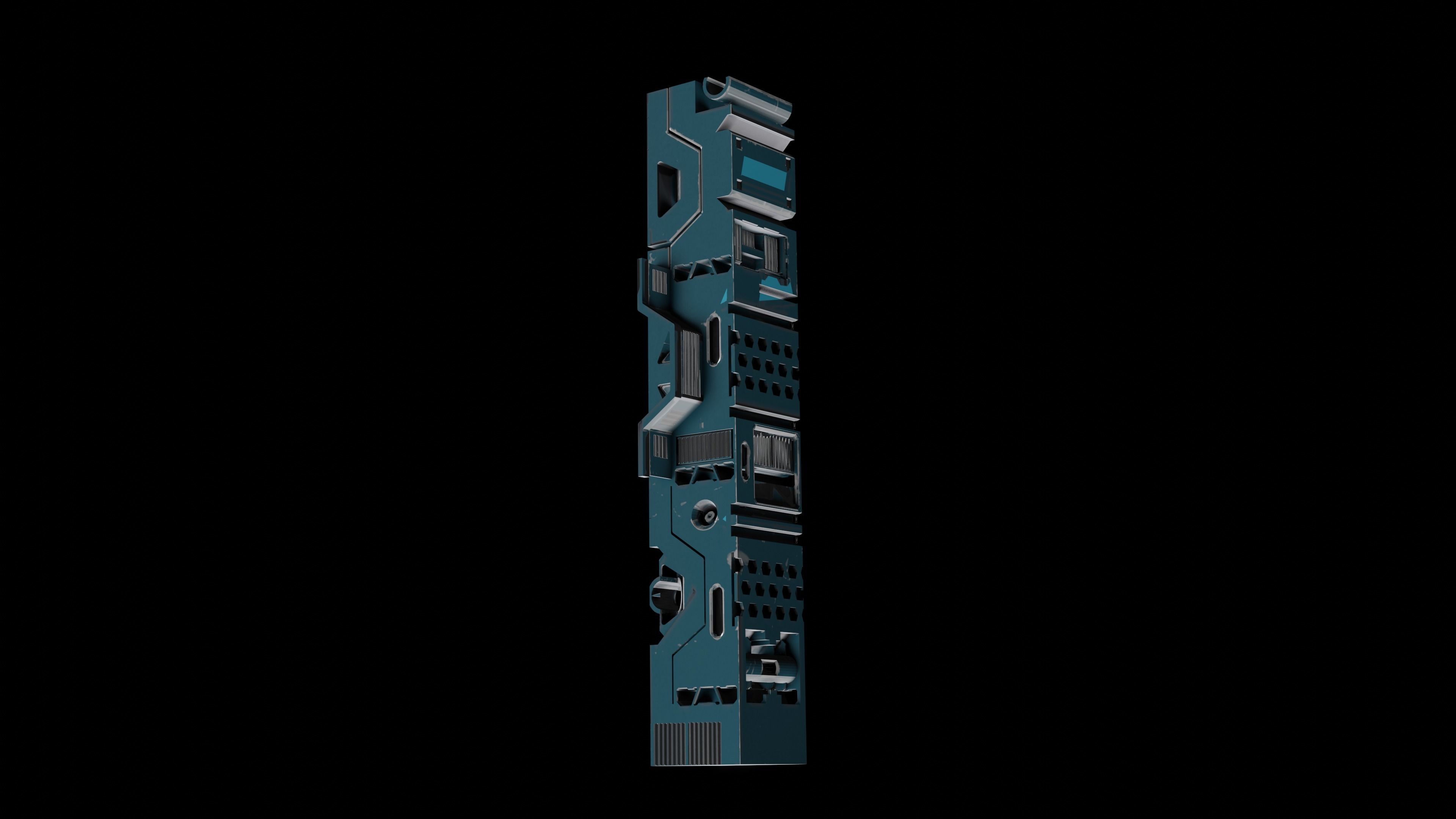 Sci-Fi Hard Surface Pillar with textures Low-poly 3D model_18