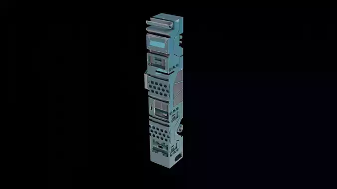 Sci-Fi Hard Surface Pillar with textures Low-poly 3D model