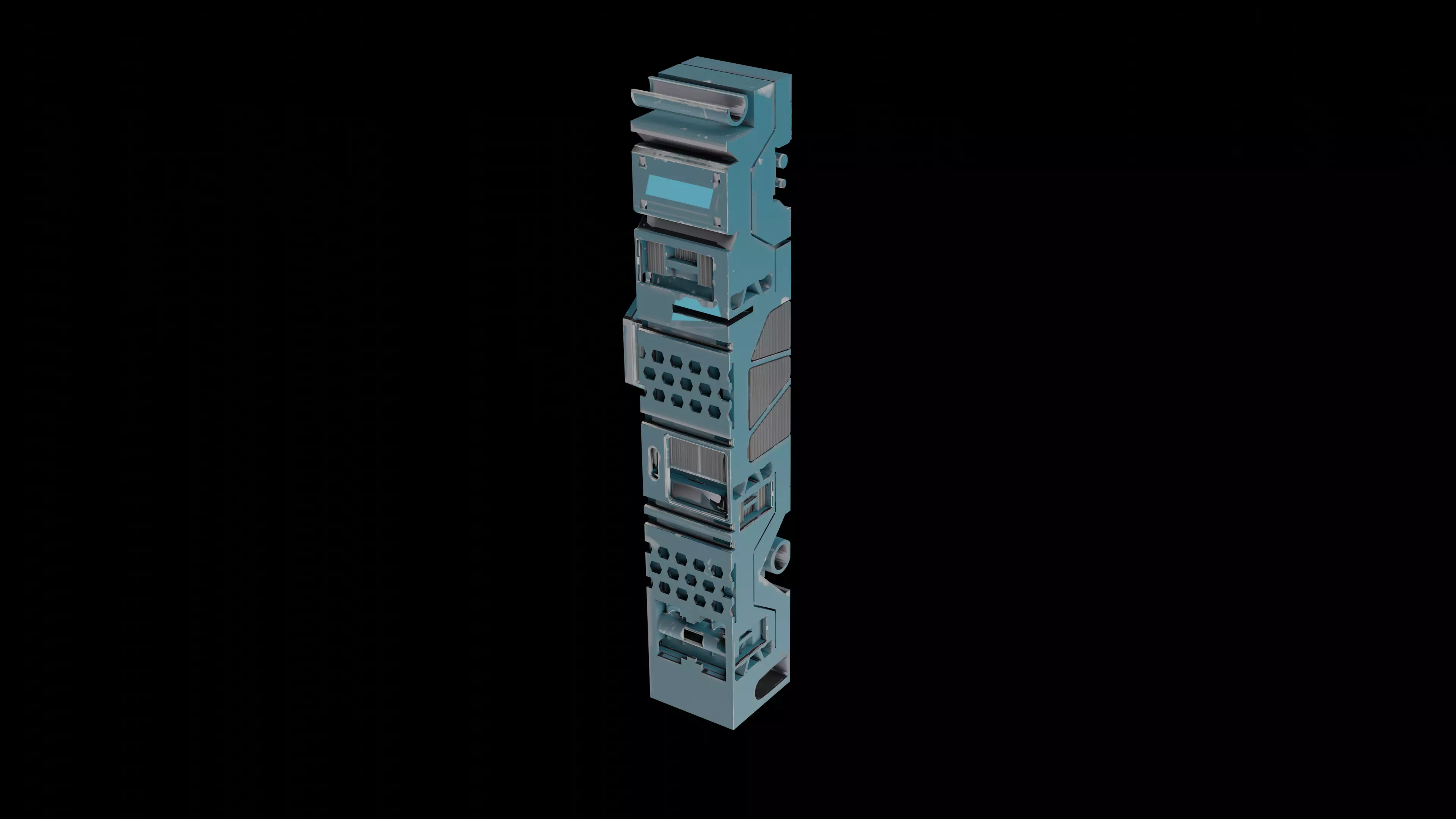 Sci-Fi Hard Surface Pillar with textures Low-poly 3D model_0