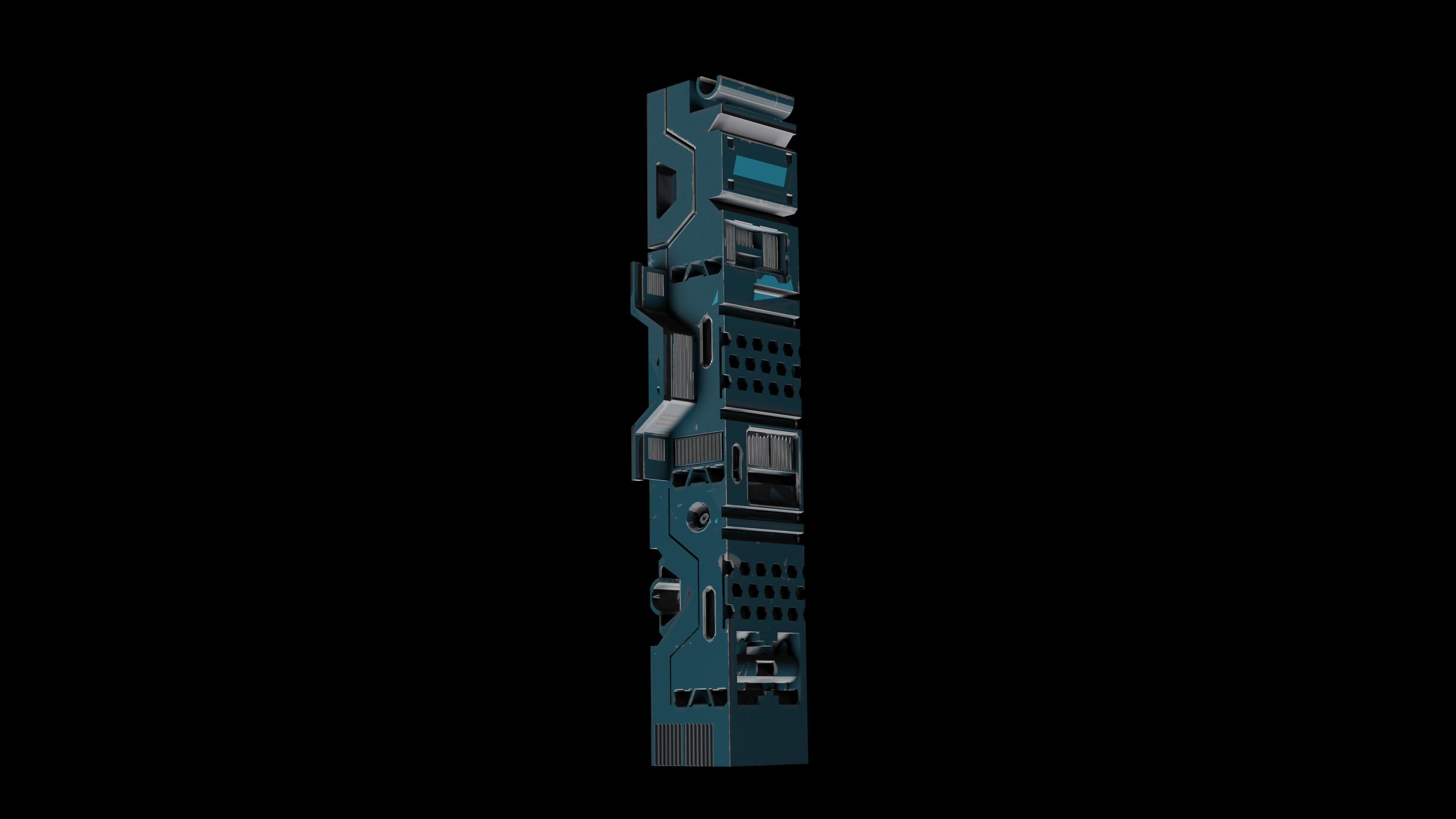 Sci-Fi Hard Surface Pillar with textures Low-poly 3D model_5