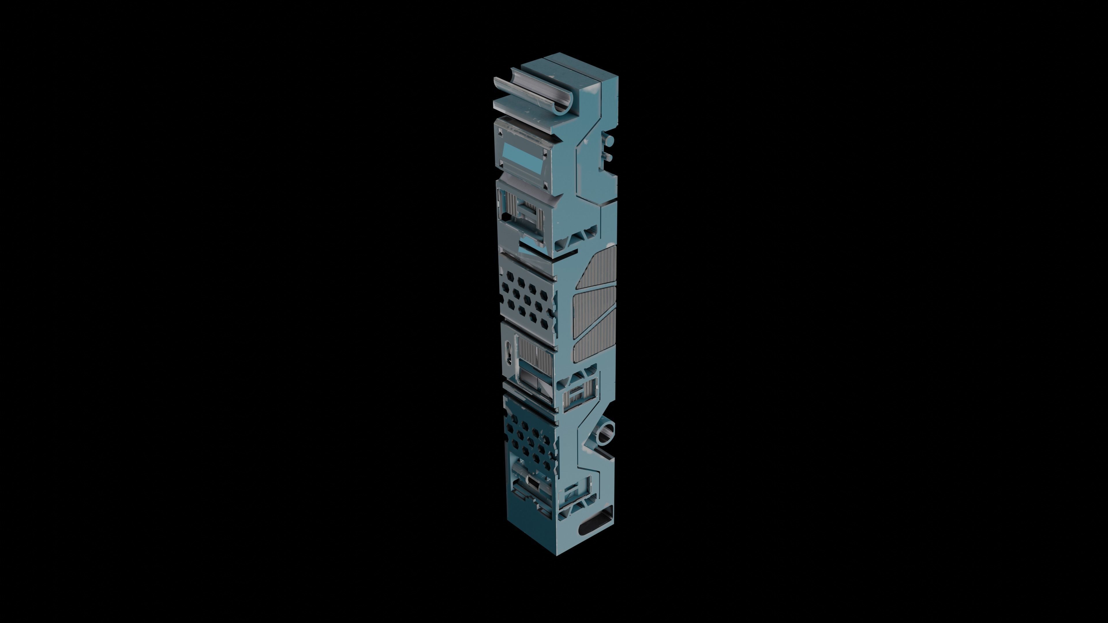 Sci-Fi Hard Surface Pillar with textures Low-poly 3D model_6