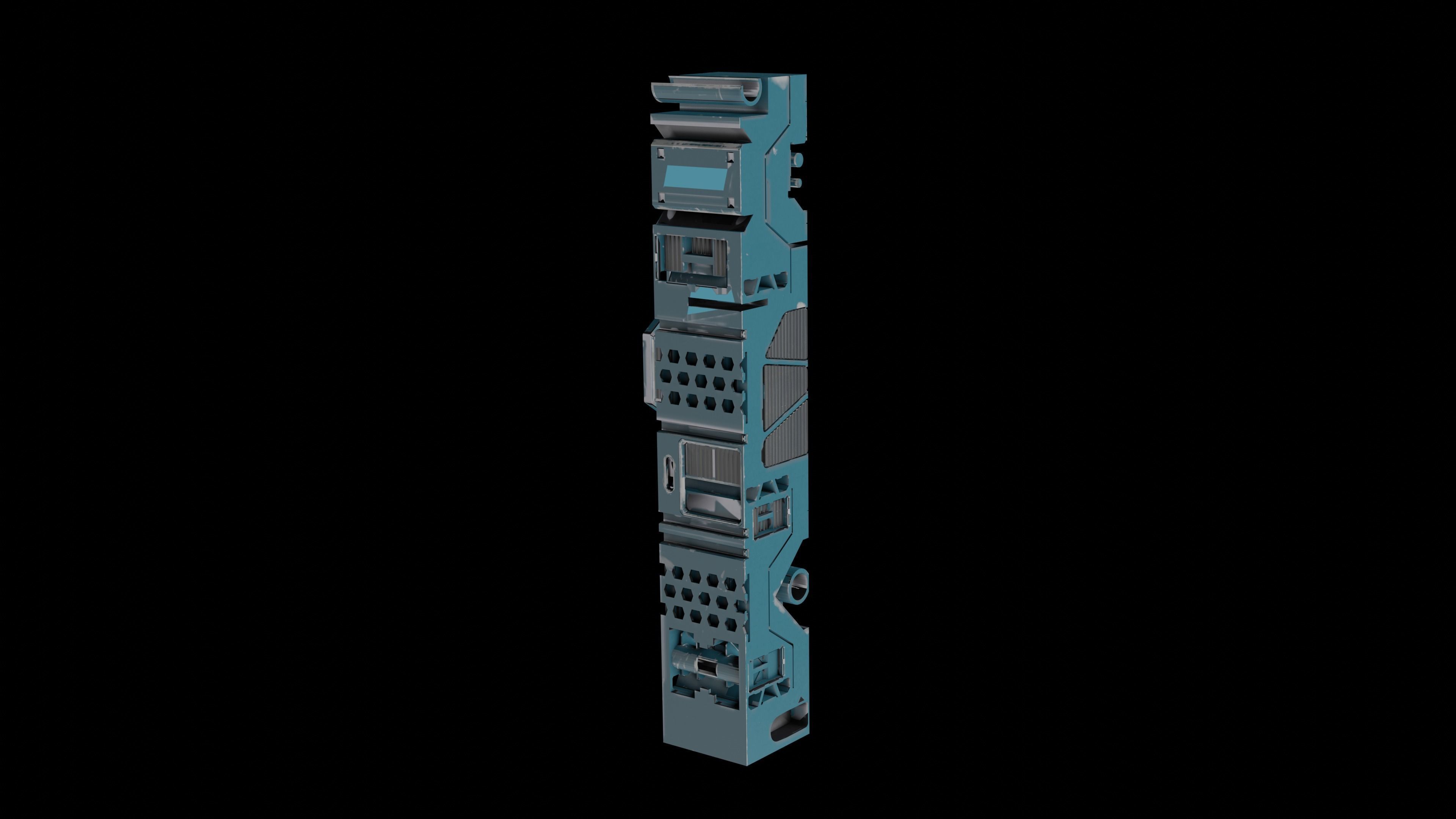 Sci-Fi Hard Surface Pillar with textures Low-poly 3D model_13