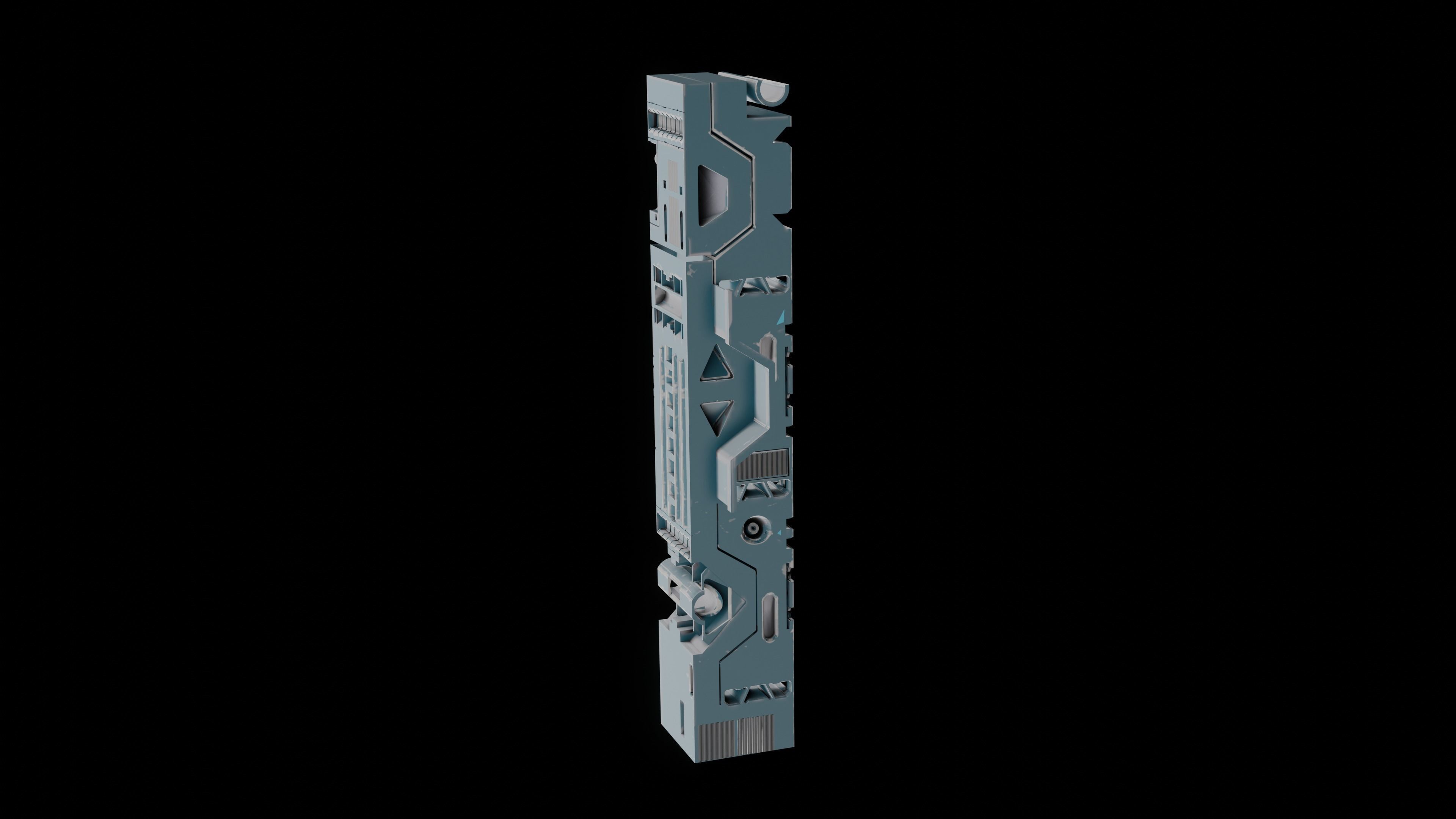 Sci-Fi Hard Surface Pillar with textures Low-poly 3D model_16