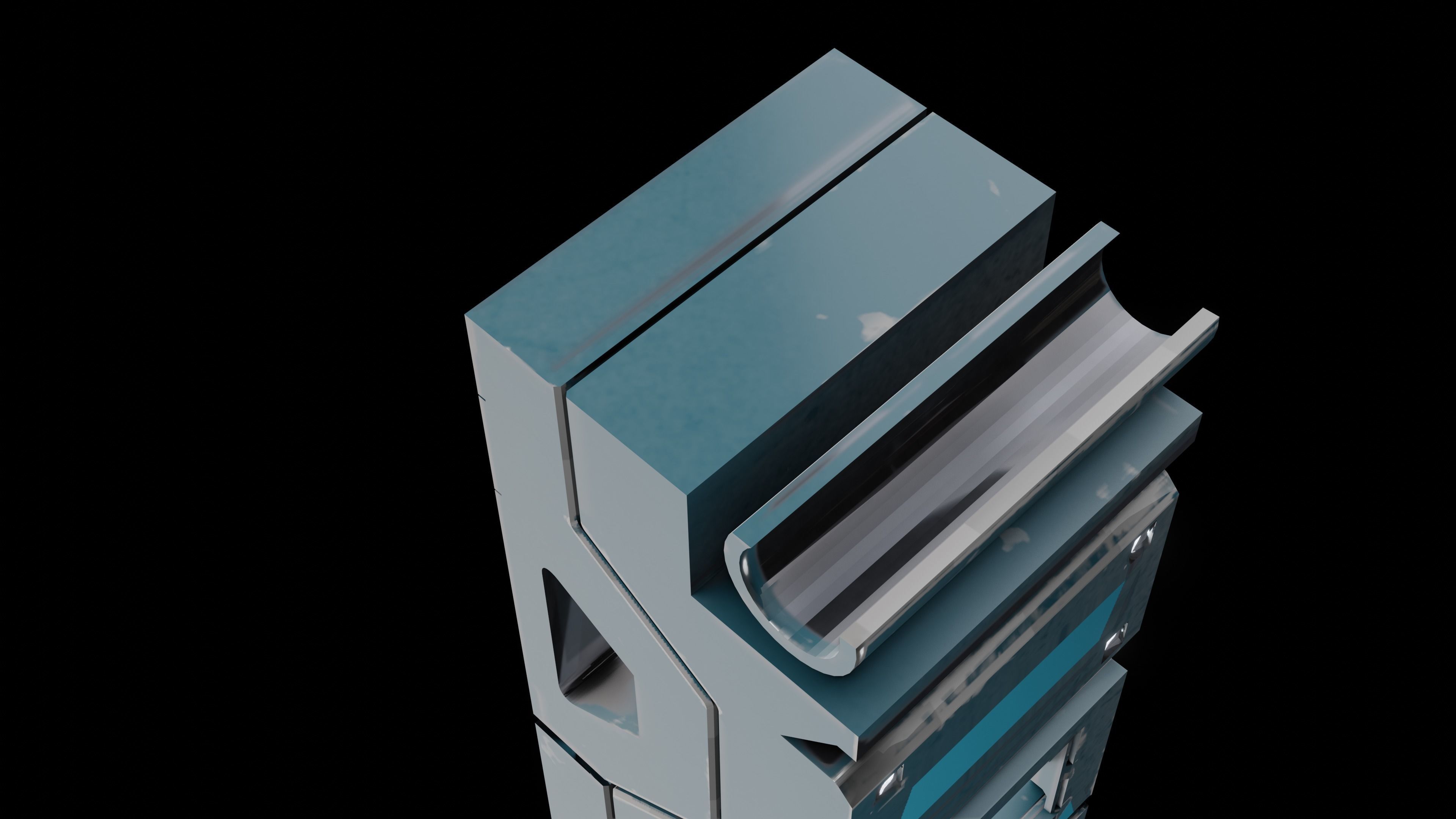 Sci-Fi Hard Surface Pillar with textures Low-poly 3D model_4