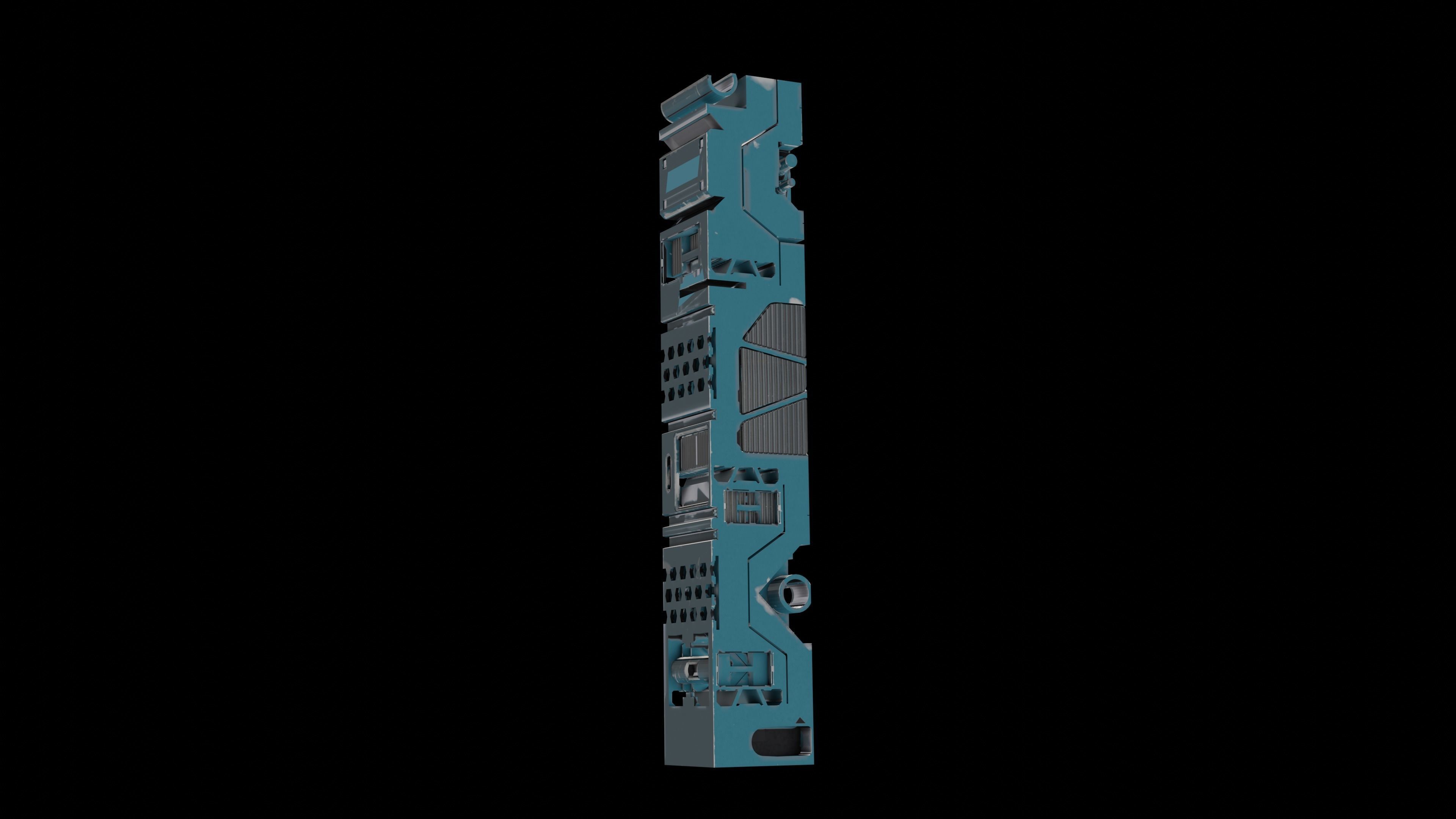 Sci-Fi Hard Surface Pillar with textures Low-poly 3D model_2