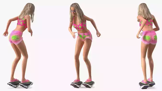 Young woman on Segway Ninebot Drift W1 Hovershoes Rigged