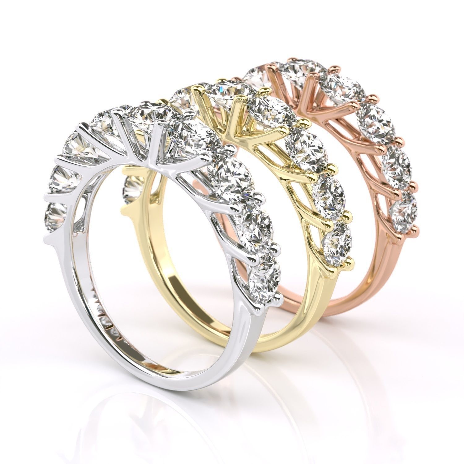 Round stone diamond ring wedding band 3D print model_15