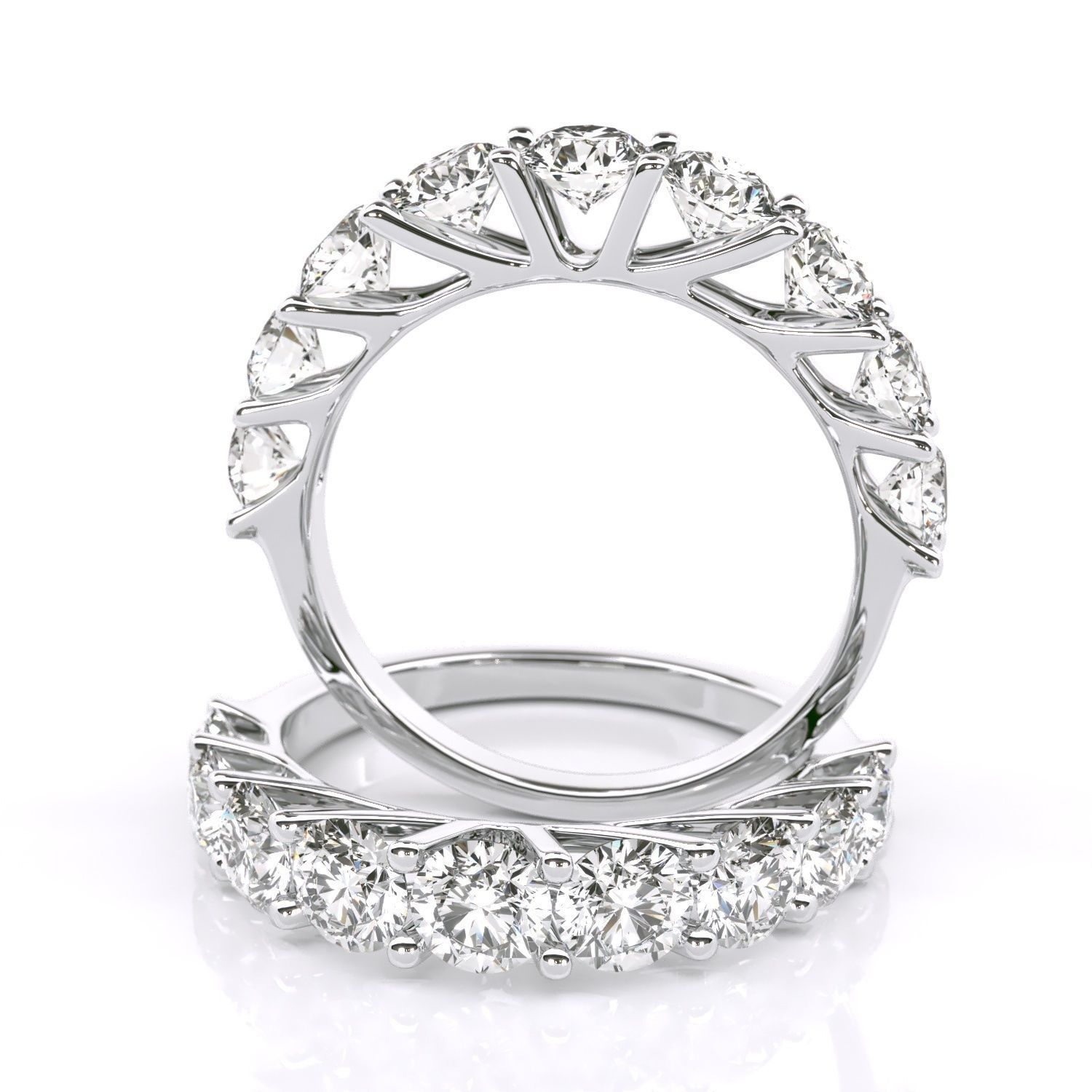 Round stone diamond ring wedding band 3D print model_4
