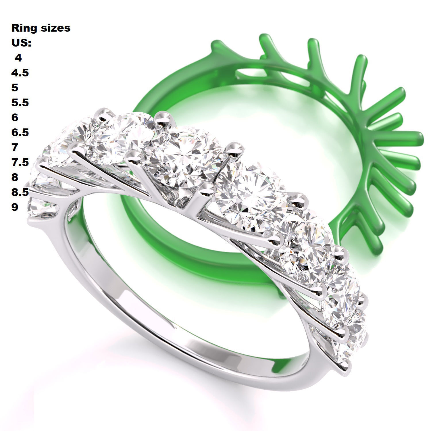 Round stone diamond ring wedding band 3D print model_16