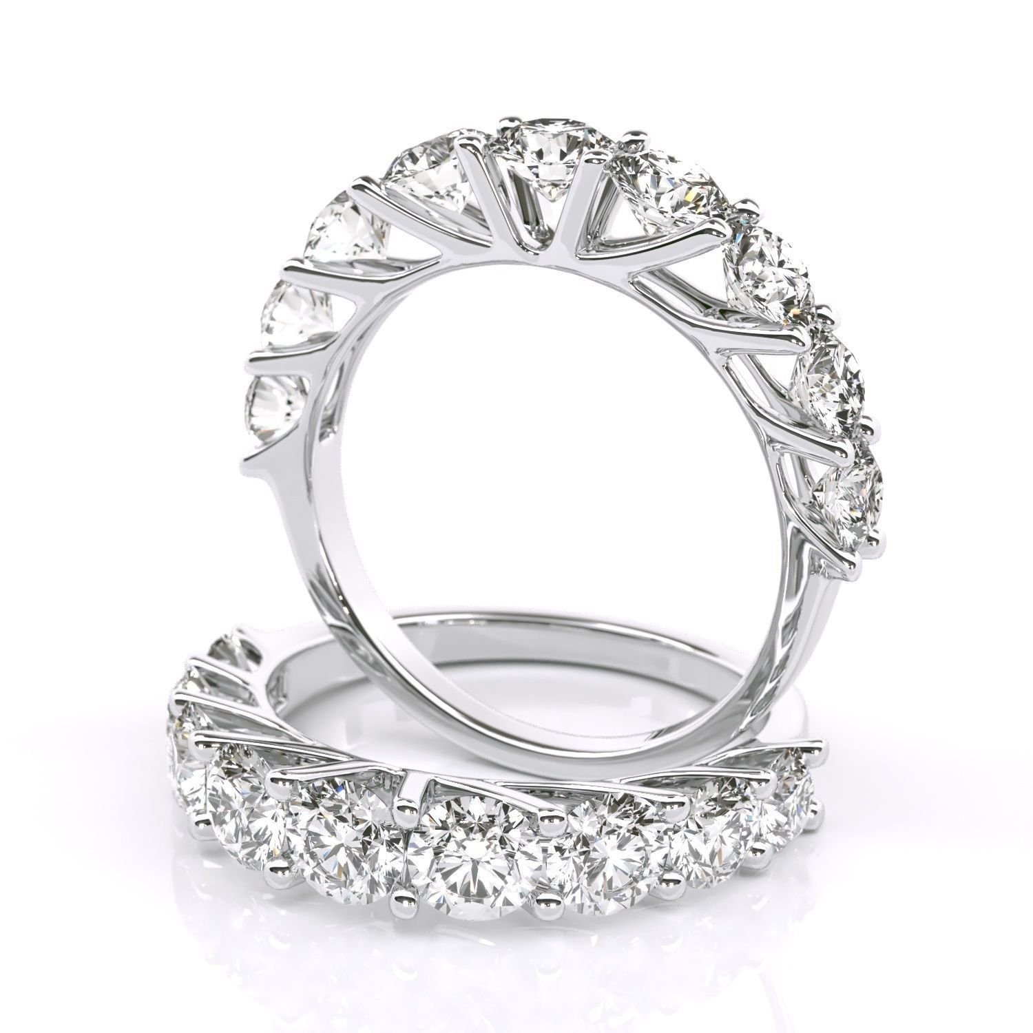 Round stone diamond ring wedding band 3D print model_3