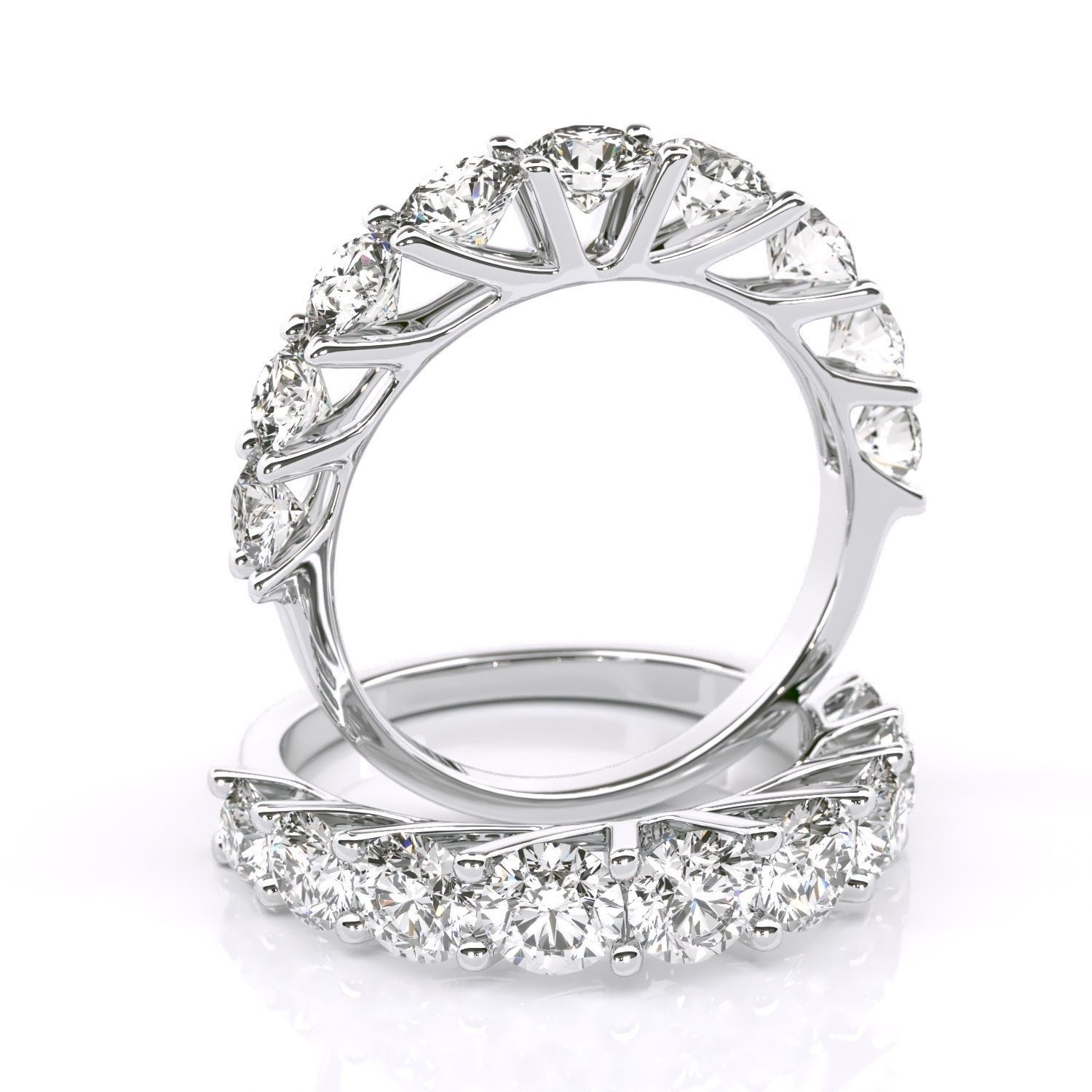 Round stone diamond ring wedding band 3D print model_5