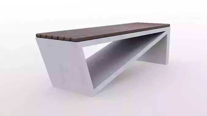Modern Design Concrete Street Bench 4K PBR