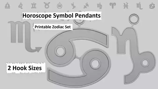 Horoscope Signs Pendants 3D Printable Zodiac Set