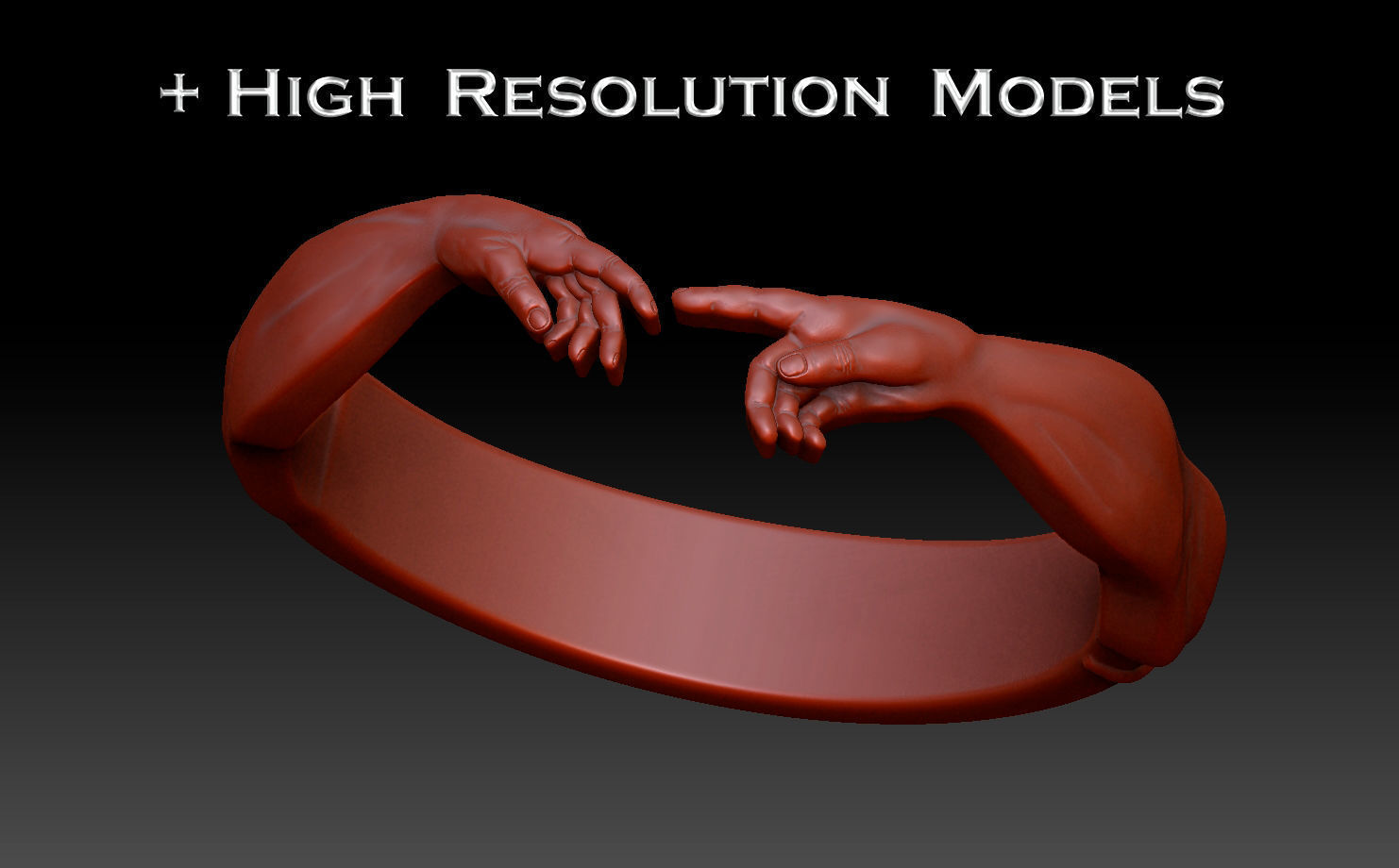 Book Of Genesis Creation Of Adam Adjustable Sized Ring  3D print model_8