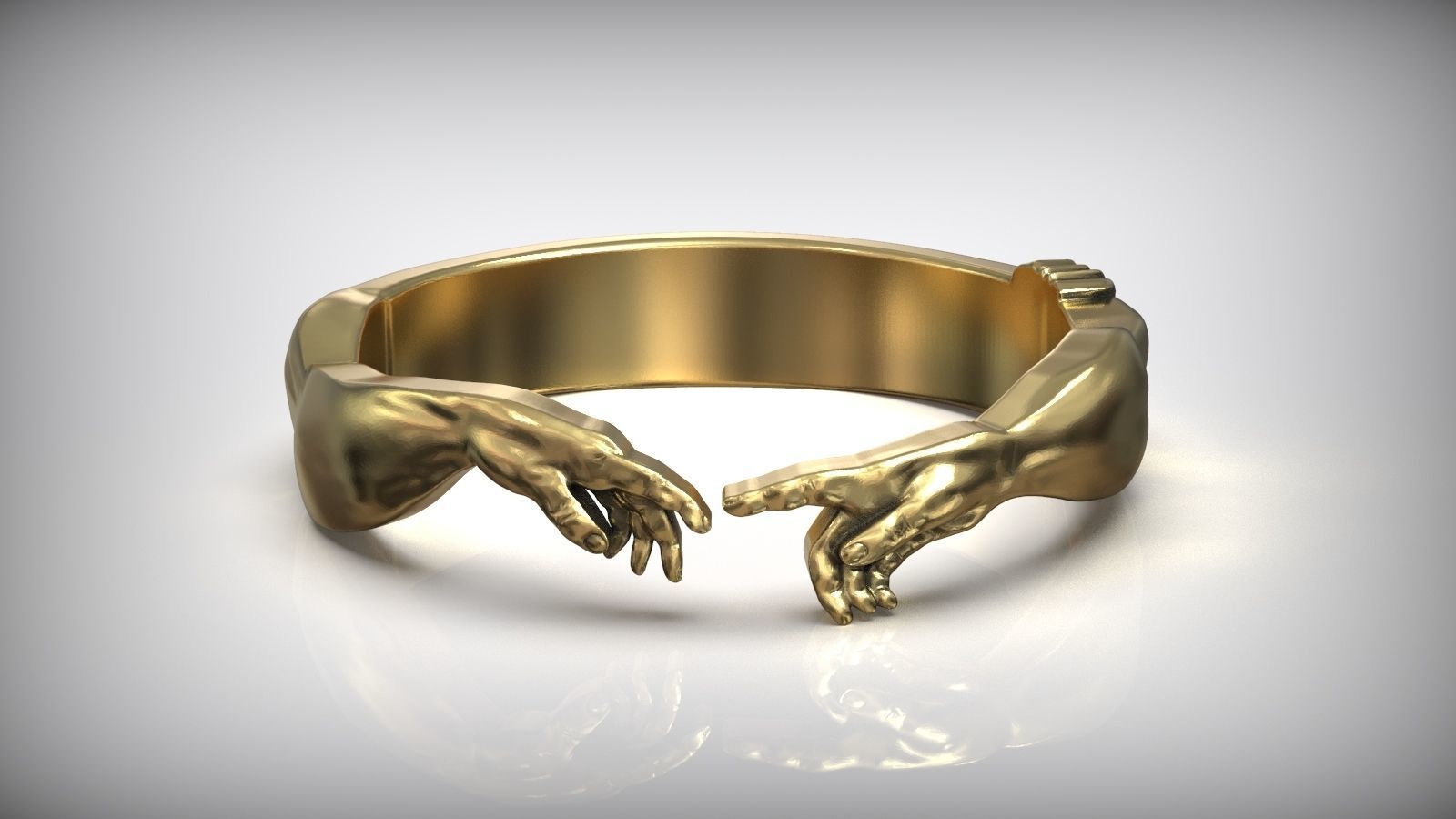Book Of Genesis Creation Of Adam Adjustable Sized Ring  3D print model_1