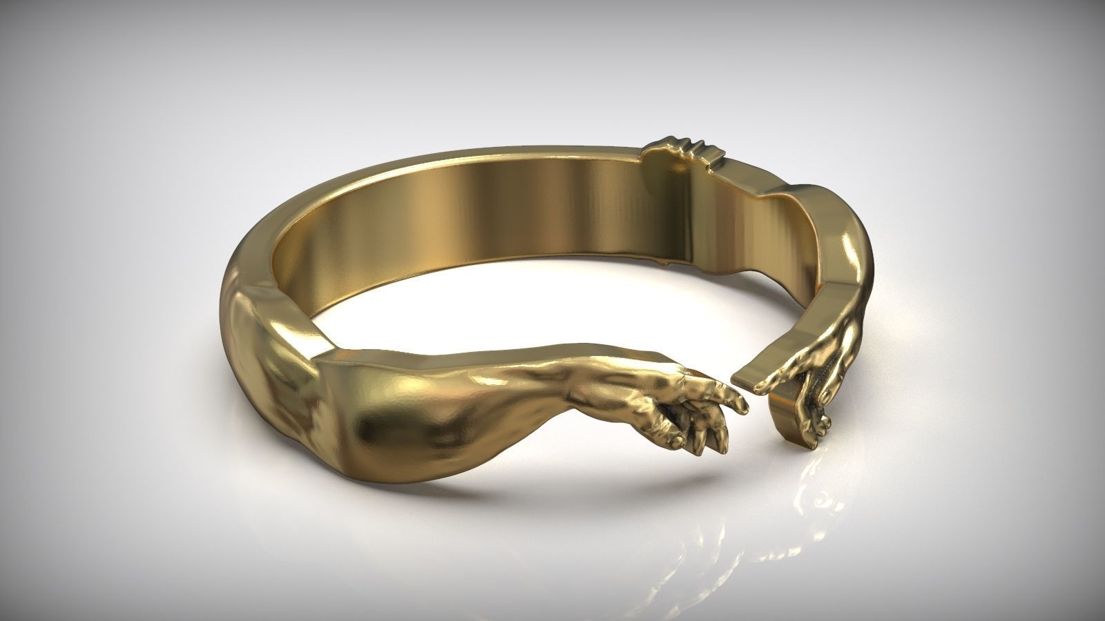 Book Of Genesis Creation Of Adam Adjustable Sized Ring  3D print model_4