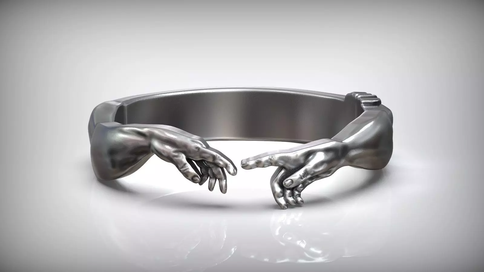 Book Of Genesis Creation Of Adam Adjustable Sized Ring  3D print model_0