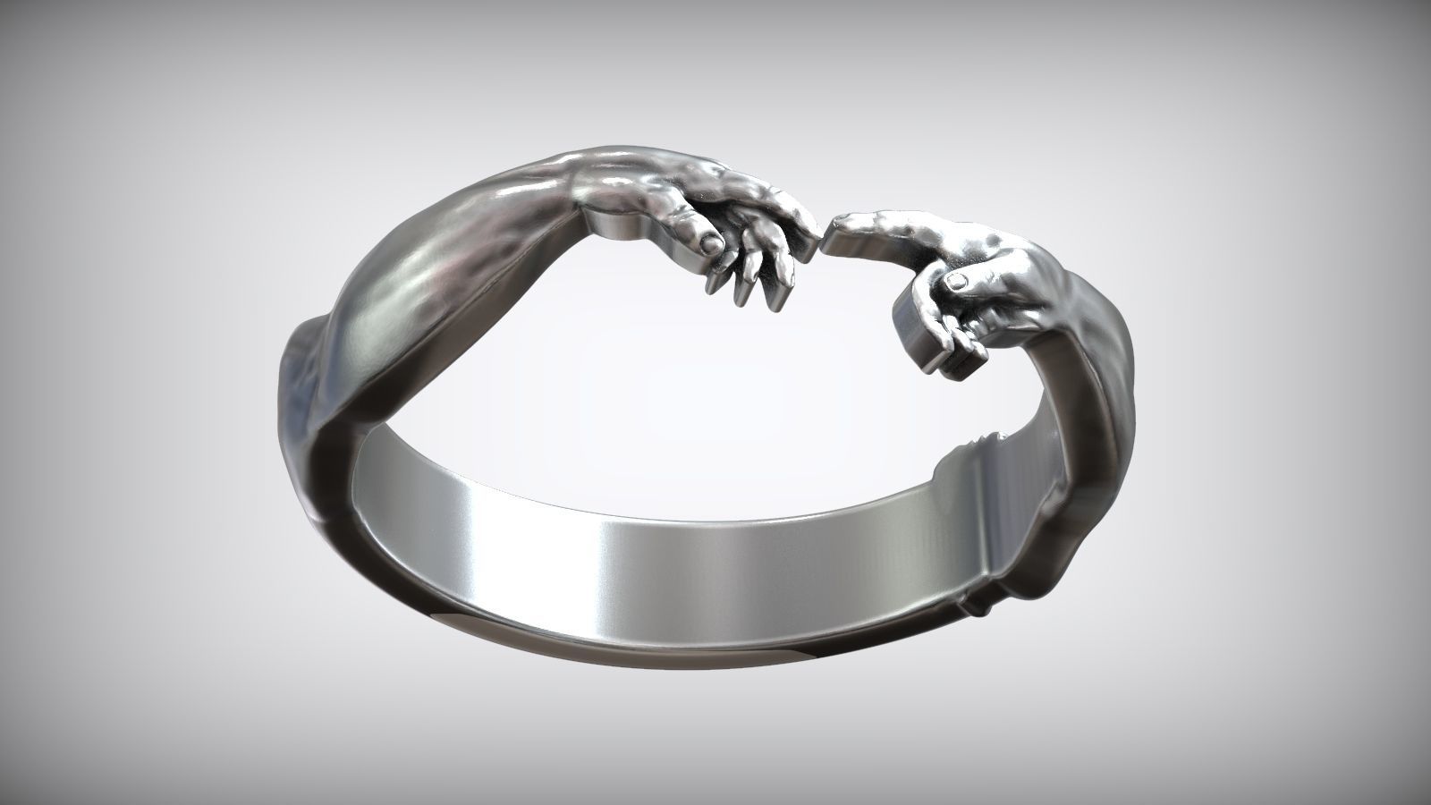 Book Of Genesis Creation Of Adam Adjustable Sized Ring  3D print model_2