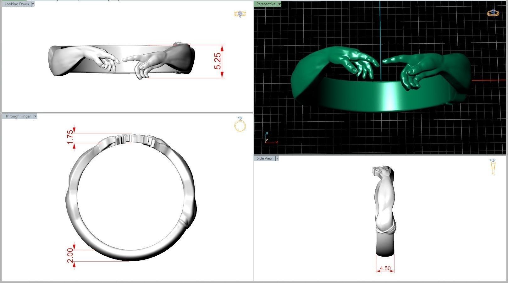 Book Of Genesis Creation Of Adam Adjustable Sized Ring  3D print model_6