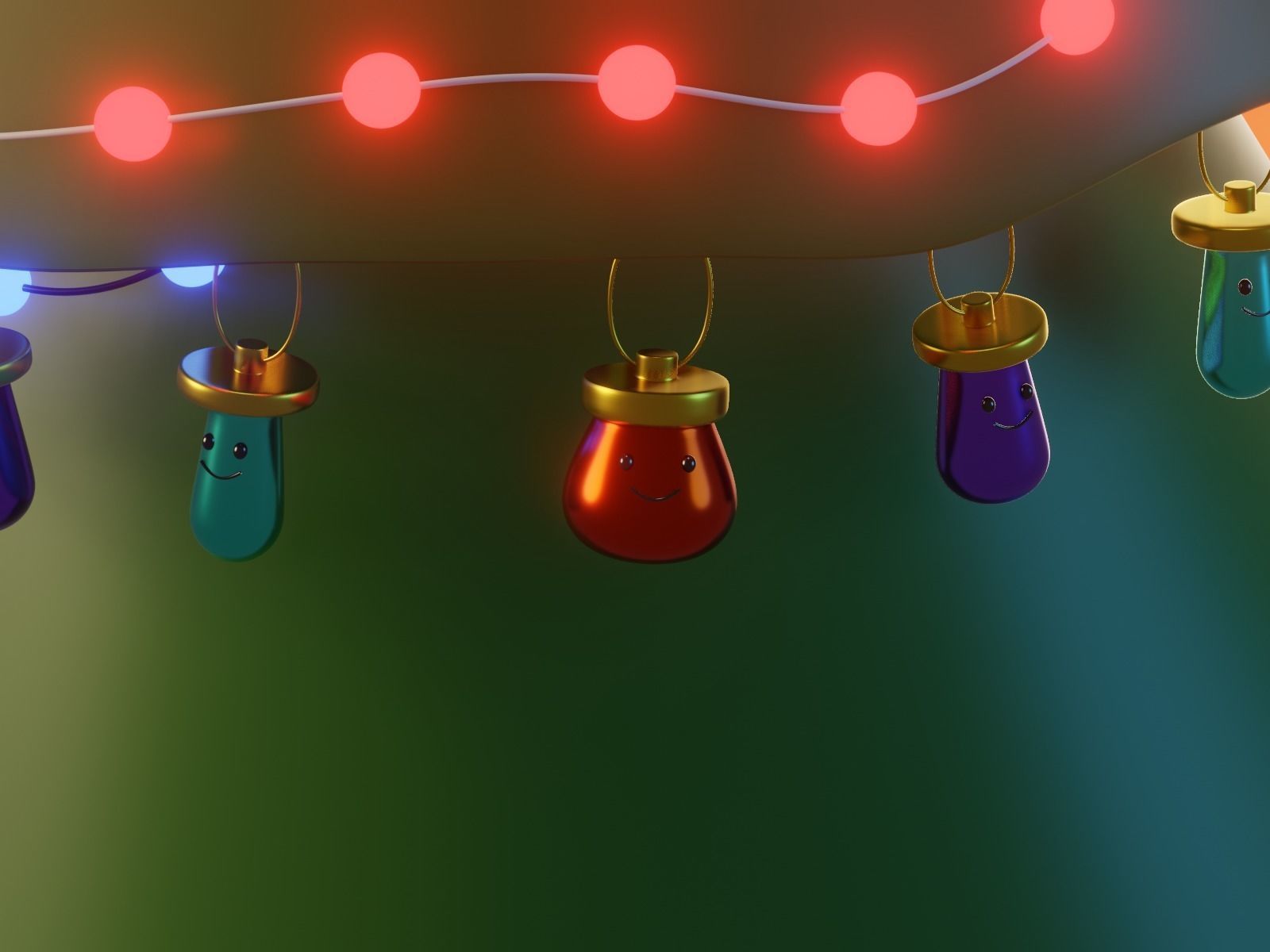 Christmas tree with presents 3D model game ready Low-poly 3D model_1