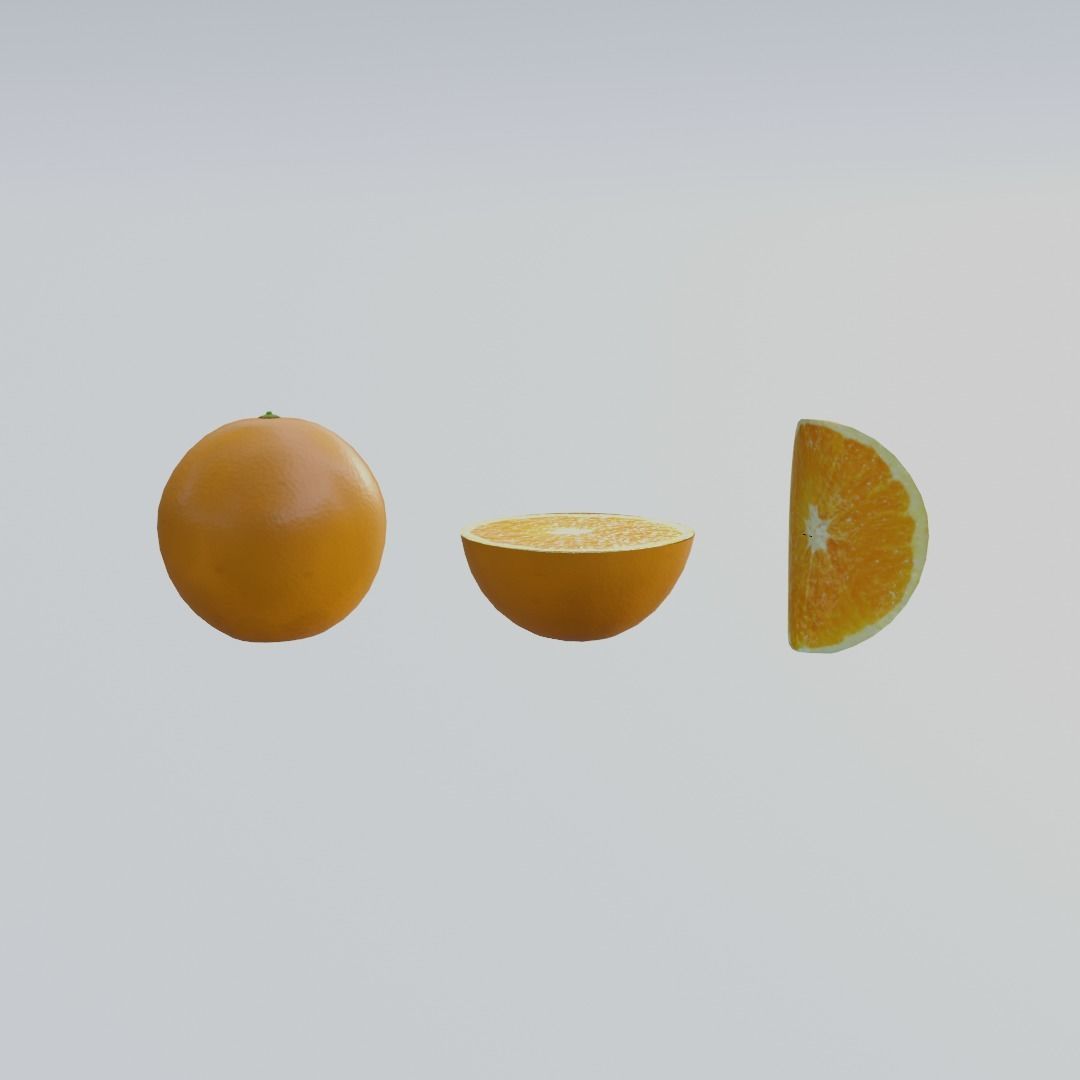 Orange Model Set two oranges Low-poly 3D model_2