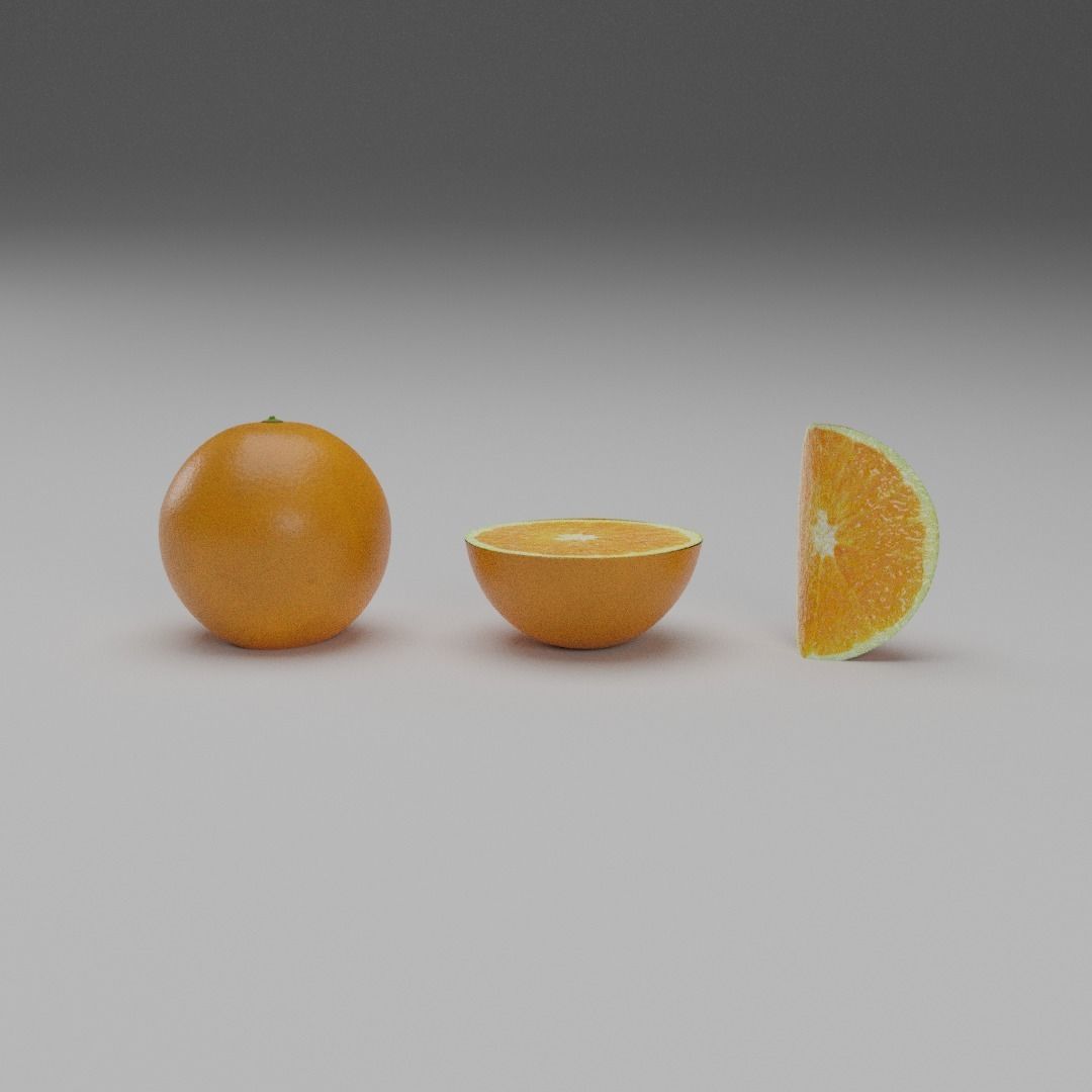 Orange Model Set two oranges Low-poly 3D model_1