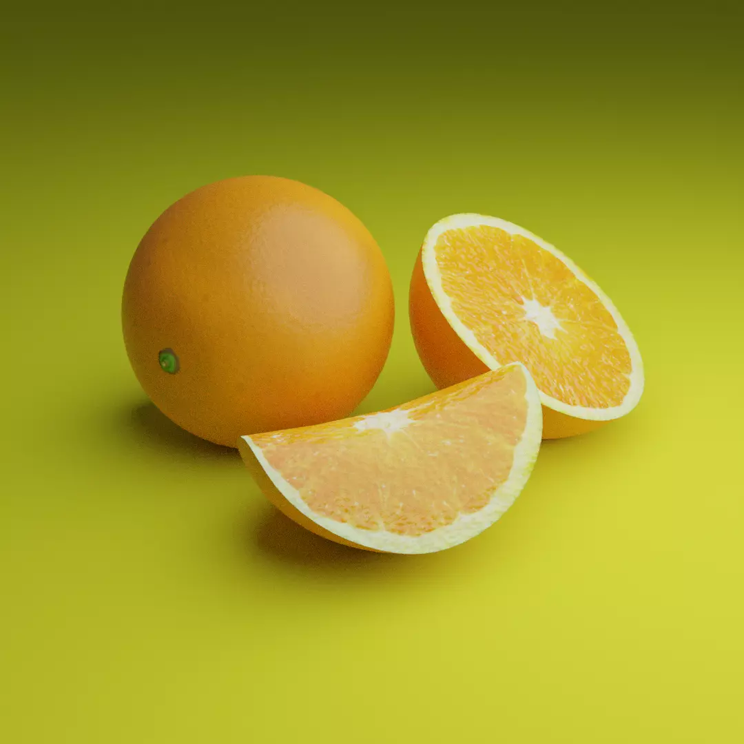 Orange Model Set two oranges Low-poly 3D model_0