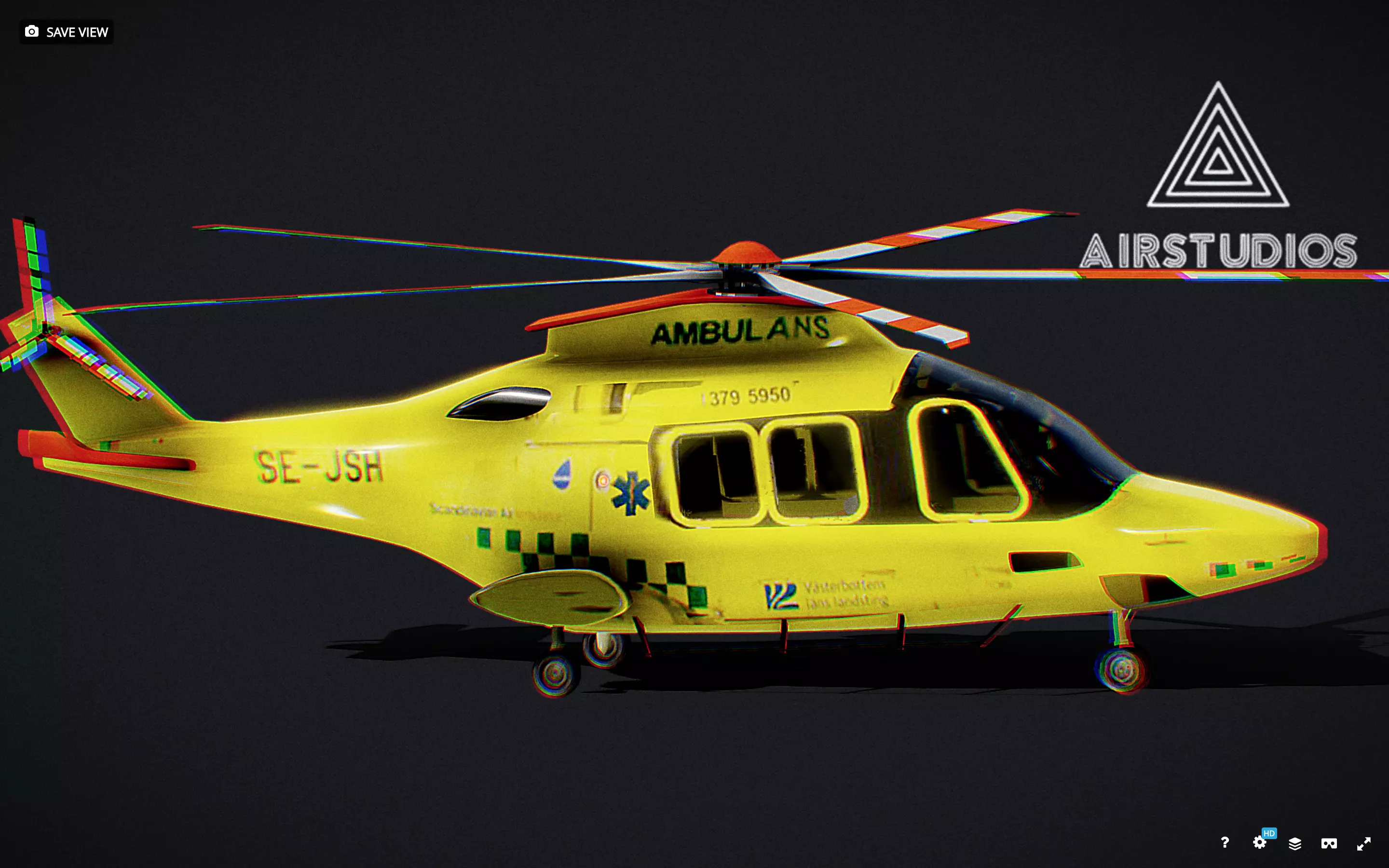 Ambulance Helicopter Leonardo aw169 Low-poly 3D model