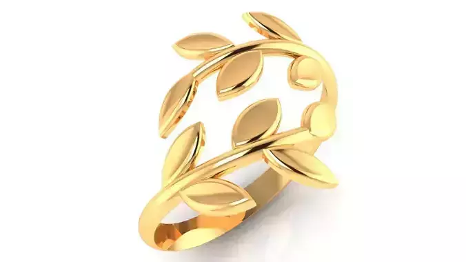 Women Ring 41 light weight leaf style ring band for women